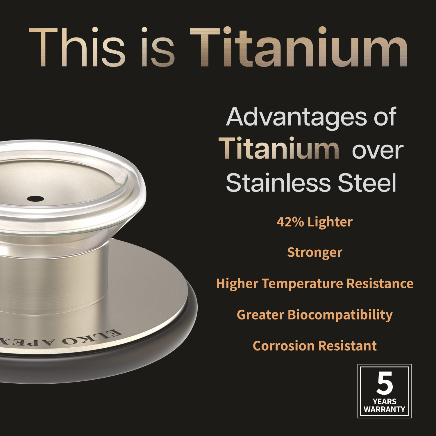 Image of ELKO EL-230 APEX II Ti Titanium Dual Head Acoustic Stethoscope