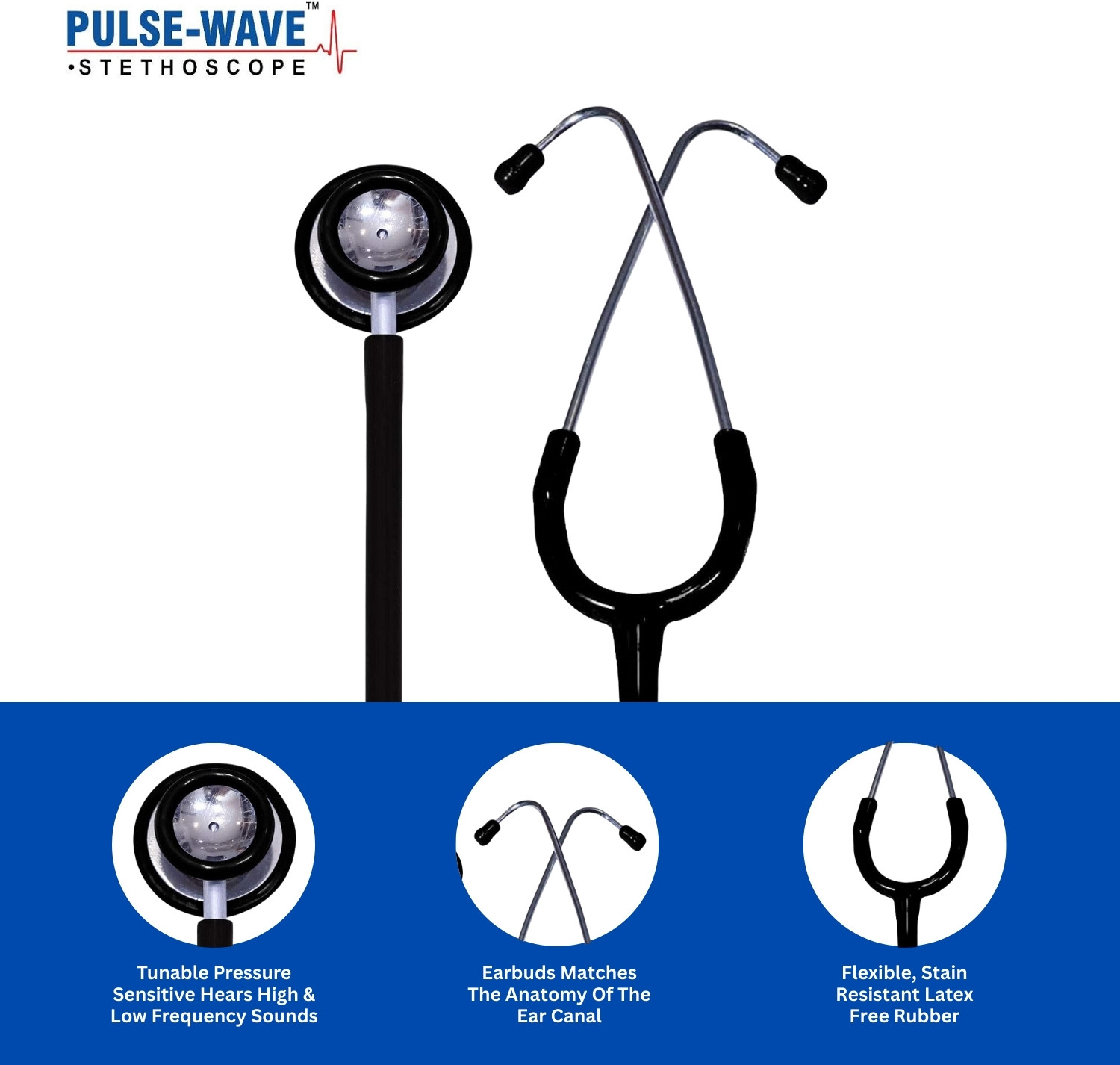Image of Pulse Wave Mark -1 stethoscope Dual Head Latex Free Stethoscope single tube stethoscope Mark -1 Dual Head stethoscope Stethoscope