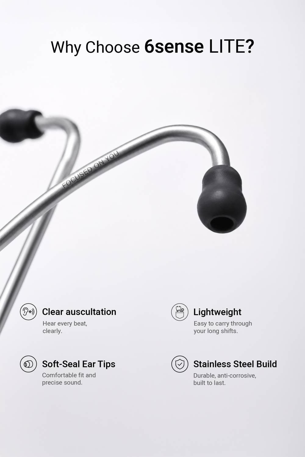 KNYA 6sense Lite Stethoscope Black - Image 2