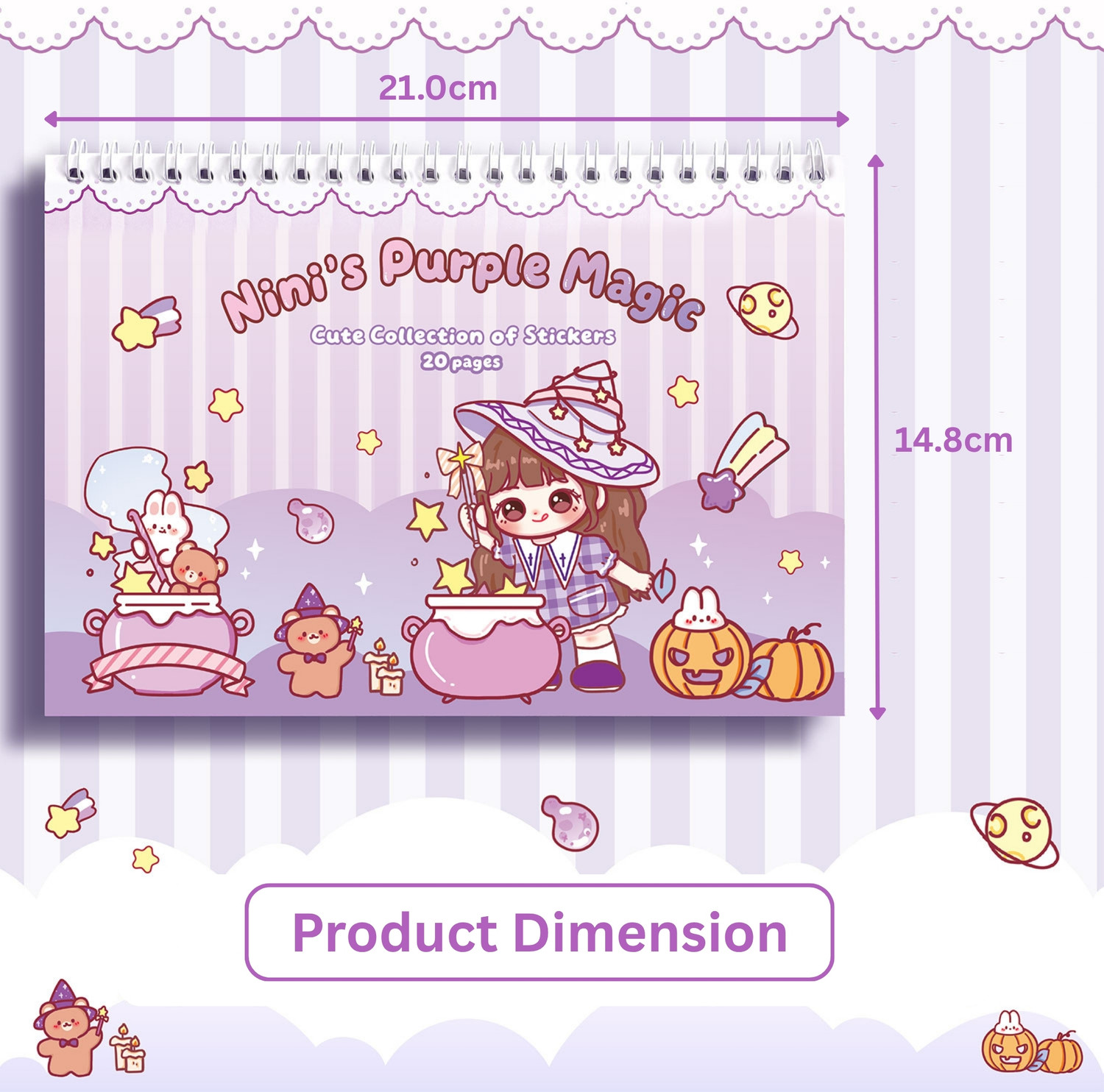 Image of HS ENTERPRISE 21 cm Cute Kawaii Sticker Book 1000+ Cartoon Stickers for Kids Girls Planner DIY Self Adhesive Sticker