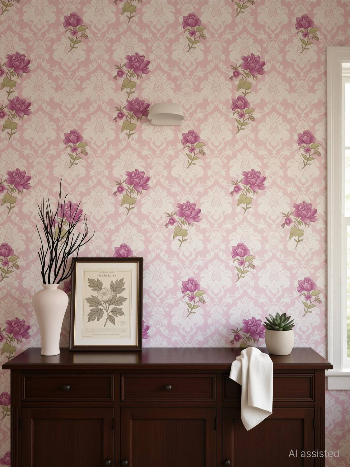 AmazingKarts 304.8 cm x 45 cm Waterproof Floral & Botanical Vinyl Wallpaper