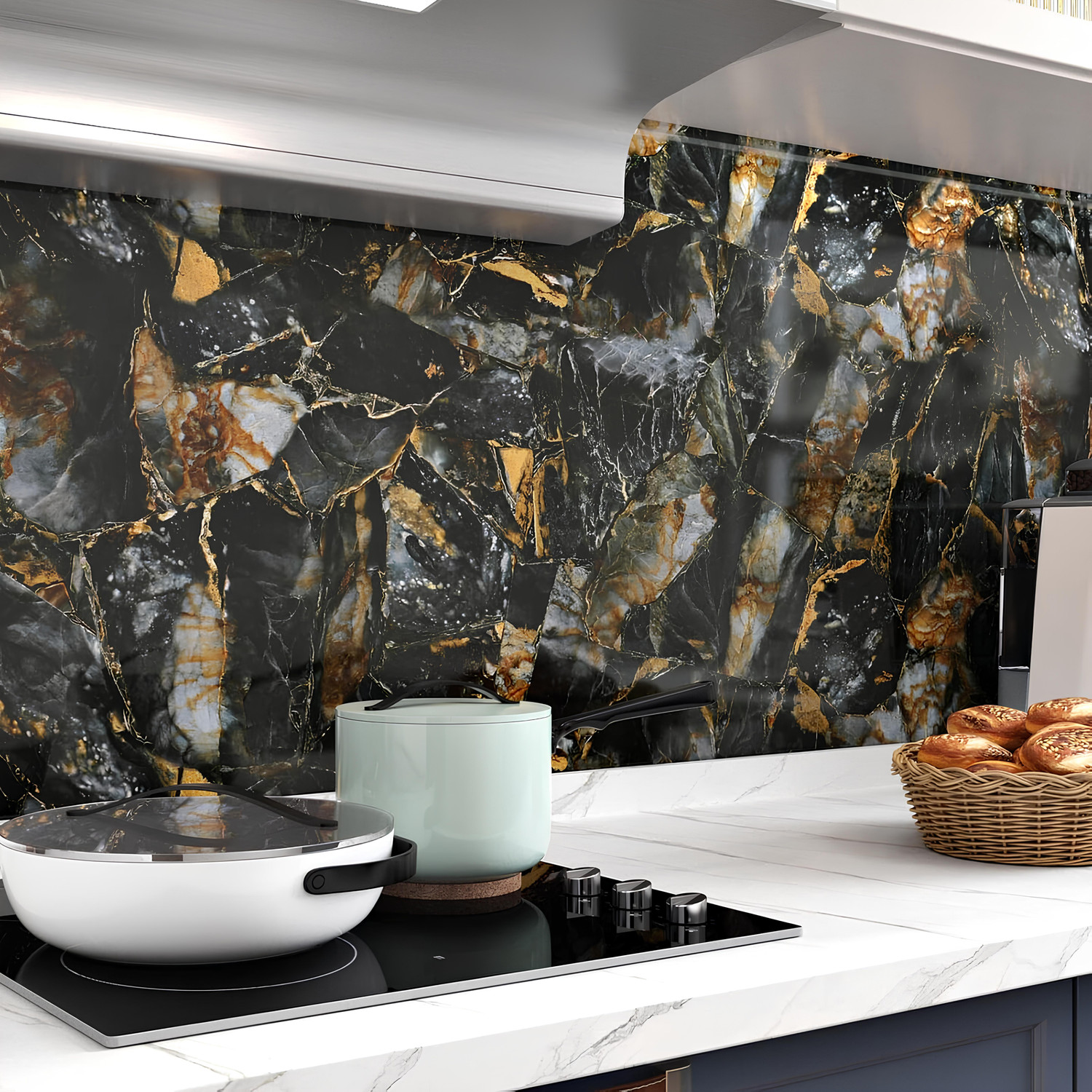 Image of voltify 200 cm Waterproof Wall Sticker For Kitchen & Home Decor - Glossy Marble Pattern Self Adhesive Sticker