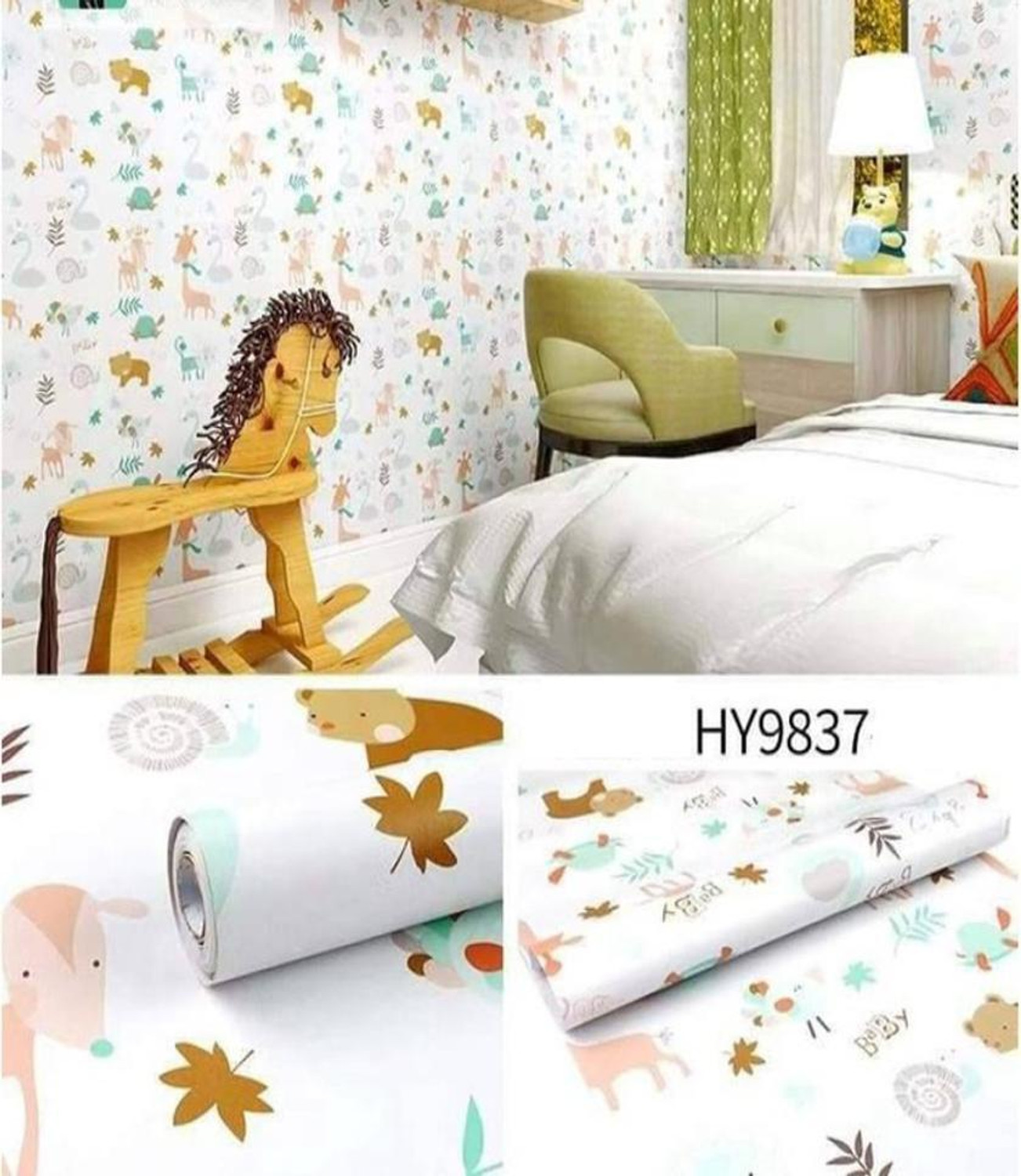 Image of Flipkart SmartBuy 1000 cm White Kids Animal Decoarative Wallpaper (1000 cm X 45 cm ) Self Adhesive Sticker