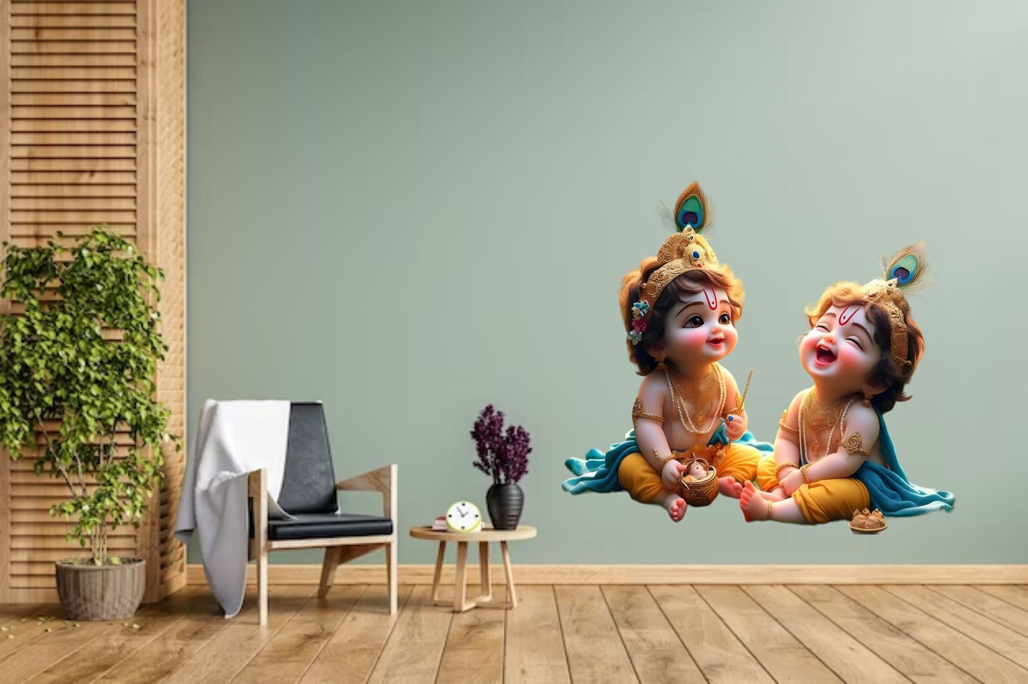 Image of SENAWATDESIGN 51 cm NR0127 Baby Cute Bal Gopal Krishna Laughing Self Adhesive Sticker