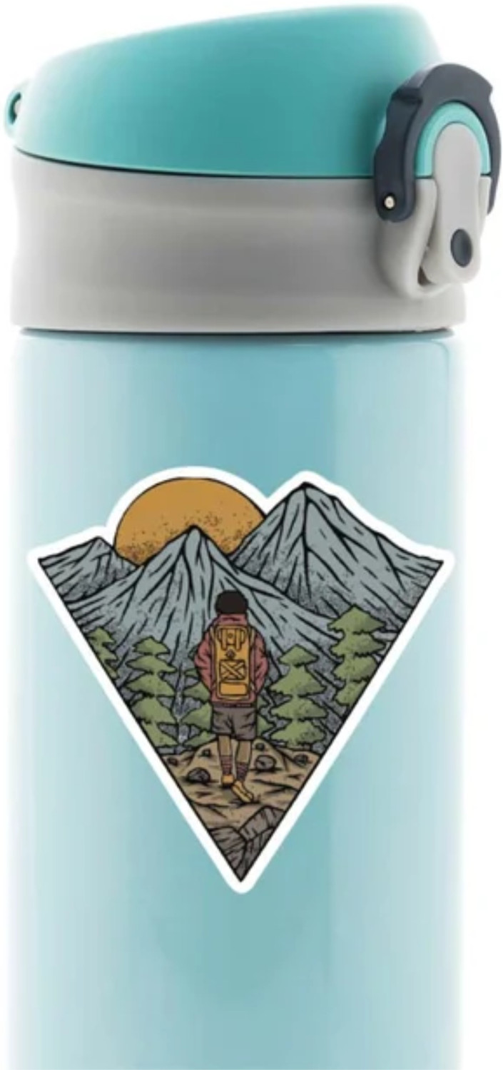 Image of ESTLIO 6 inch Mountain Adventure Vinyl Sticker for Laptop Travel Outdoor Decoration Removable Sticker