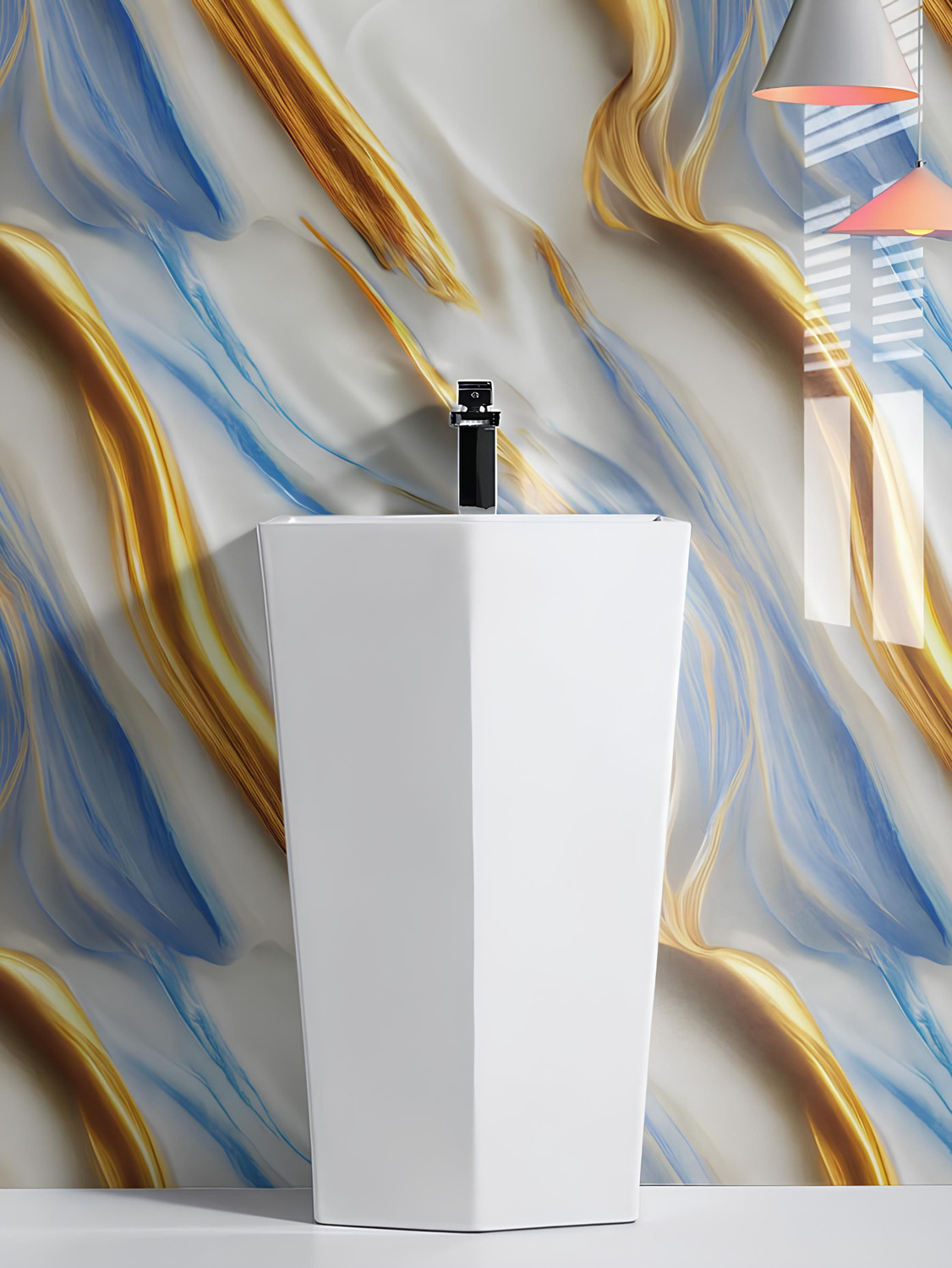 Image of voltify 200 cm Waterproof Wall Sticker For Kitchen & Home Decor - Glossy Marble Pattern Self Adhesive Sticker