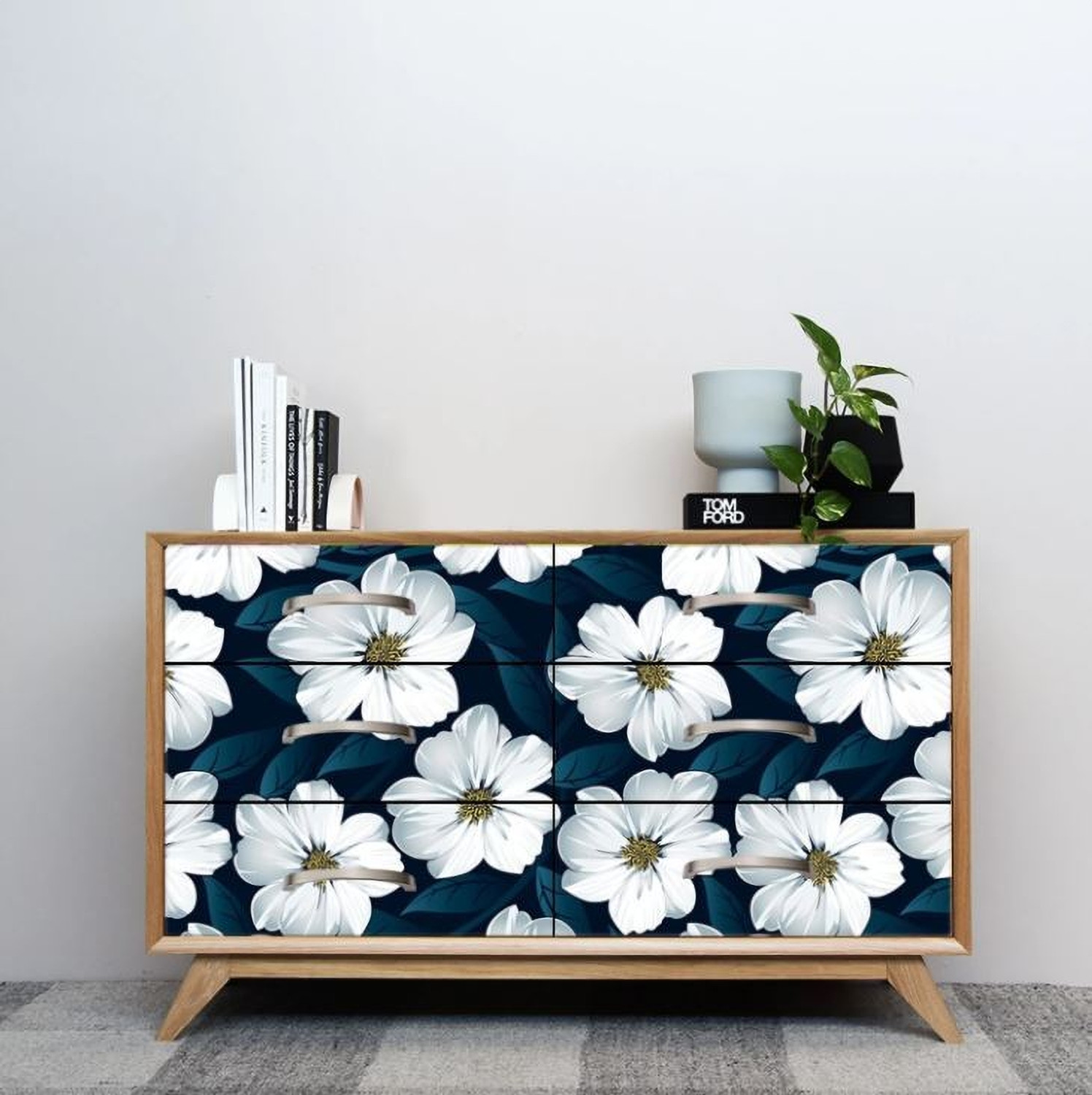 Image of walldecoree 300 cm BLUE FLOWER PACK 3 Self Adhesive Sticker