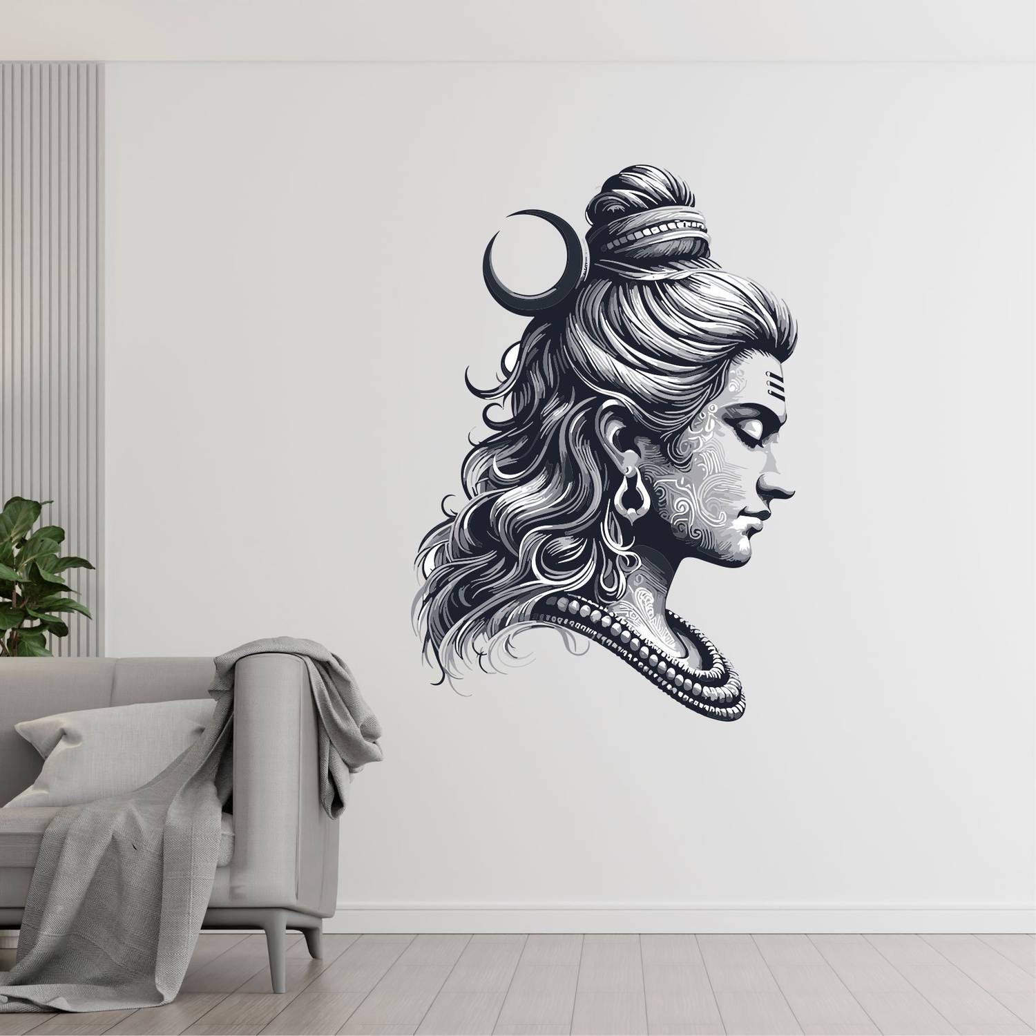 Annurcreation 24 inch Mahadev Shiv jii God Wall Sticker and Murals Removable Sticker