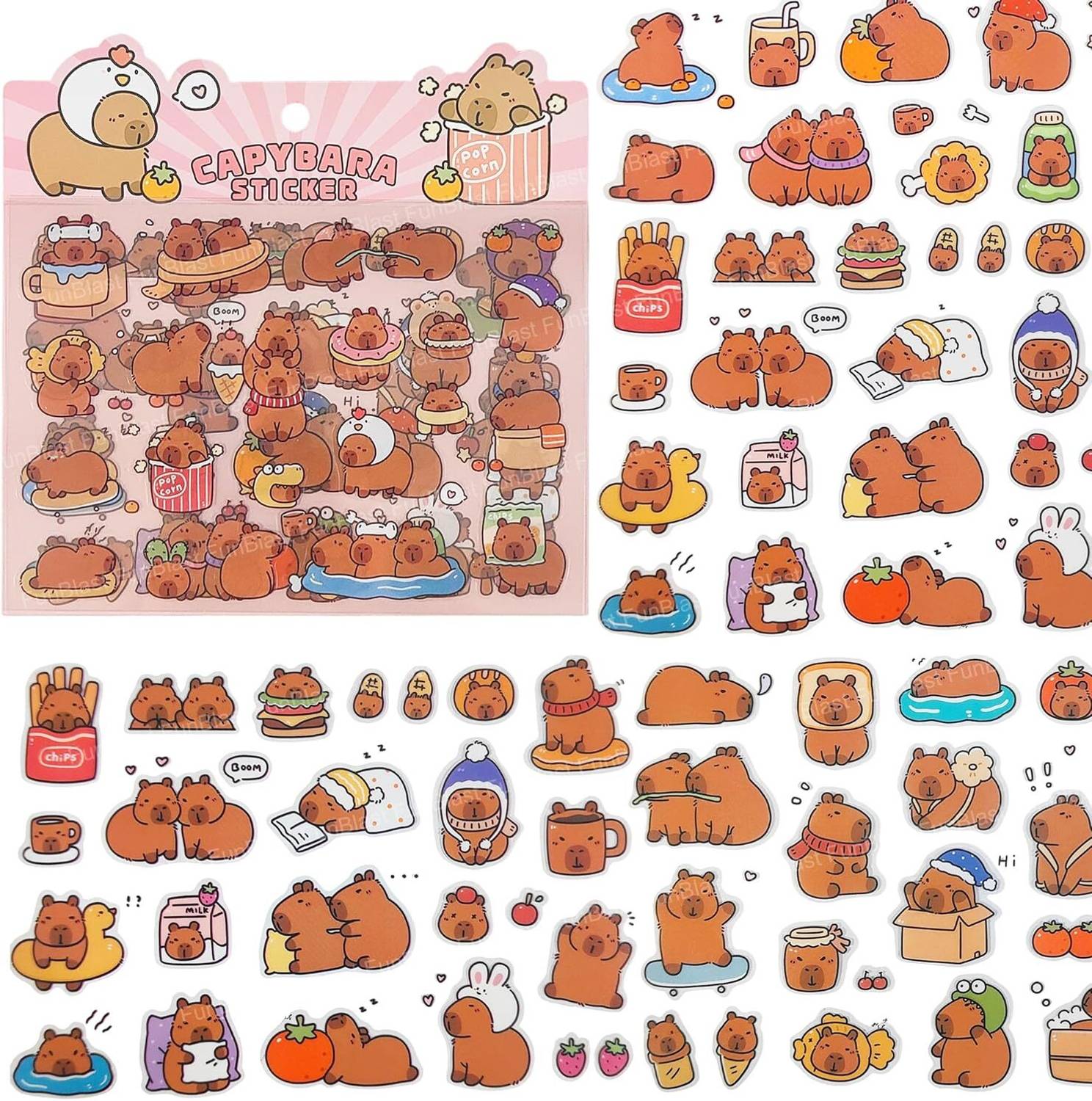 Sticker For Couch Kawaii Capybara Stickers FunBlast 17 Cm Capybara Stickers Set For Kids ...