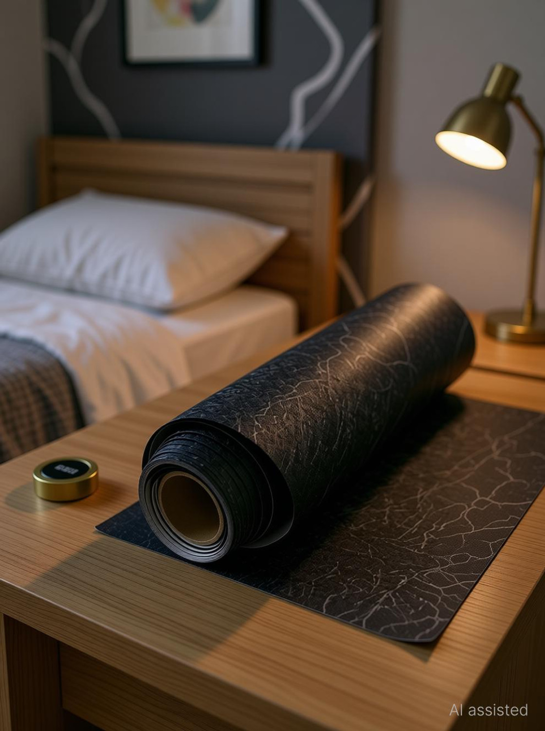 Image of FOKRIM 300 cm Black Silk Wallpaper 45x300cm Self Adhesive Sticker