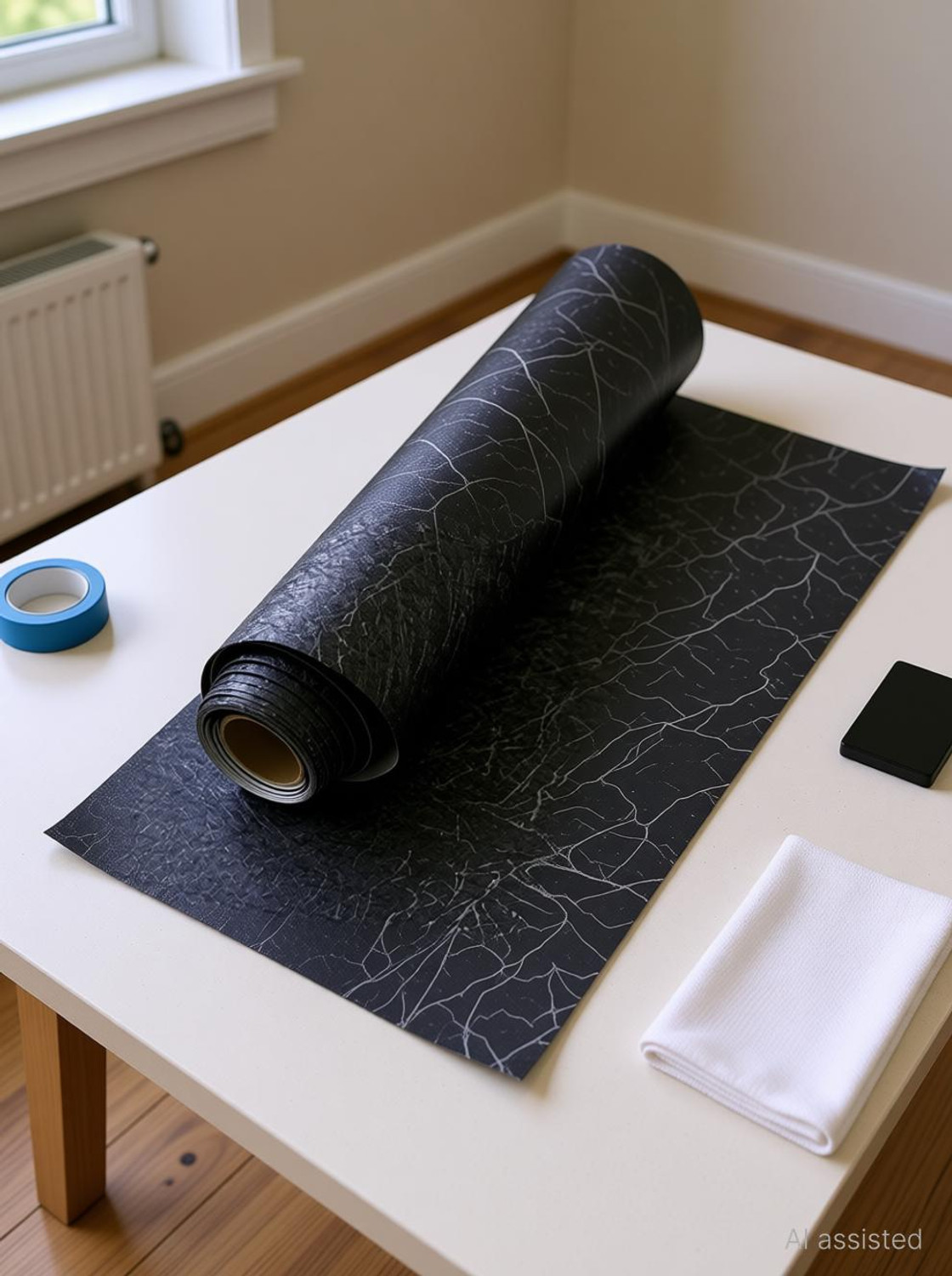 Image of FOKRIM 300 cm Black Silk Wallpaper 45x300cm Self Adhesive Sticker