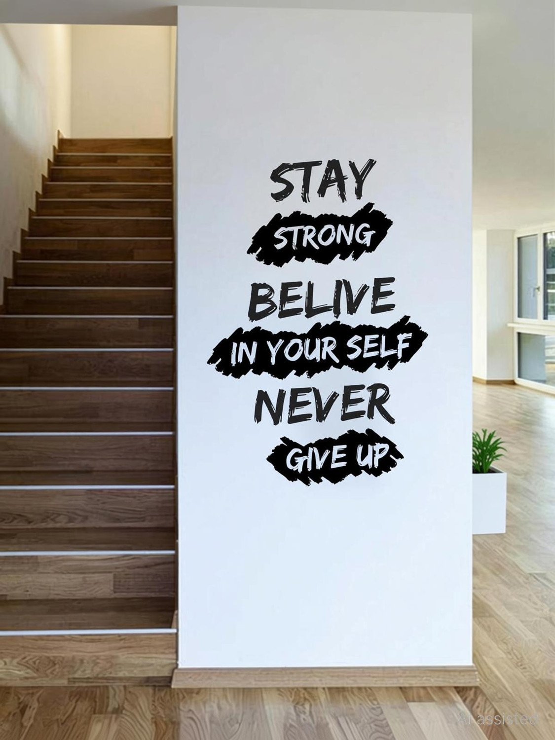 Image of Decal O Decal 55 cm inchStay Strong Believe in Yourself Never Give Up inch Quote for Office, School Self Adhesive Sticker