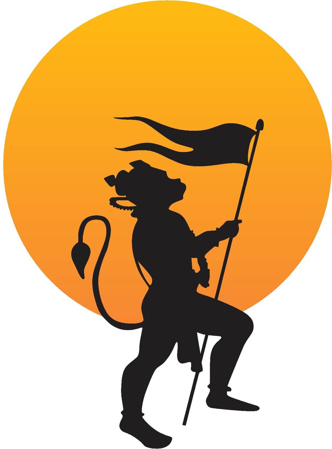 Byte Studio 45 cm Veer Hanuman Wall Sticker with Rising Sun Self Adhesive Sticker