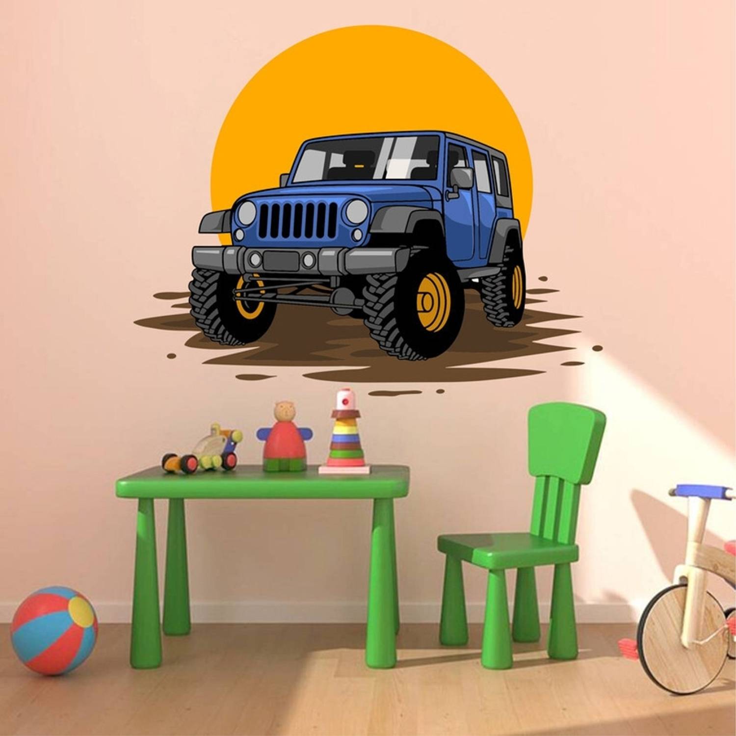 ArtisticDecals 79 cm Car Mountain jeeps, Racing car Wall Sticker Big size sticker, 3D sticker Self Adhesive Sticker