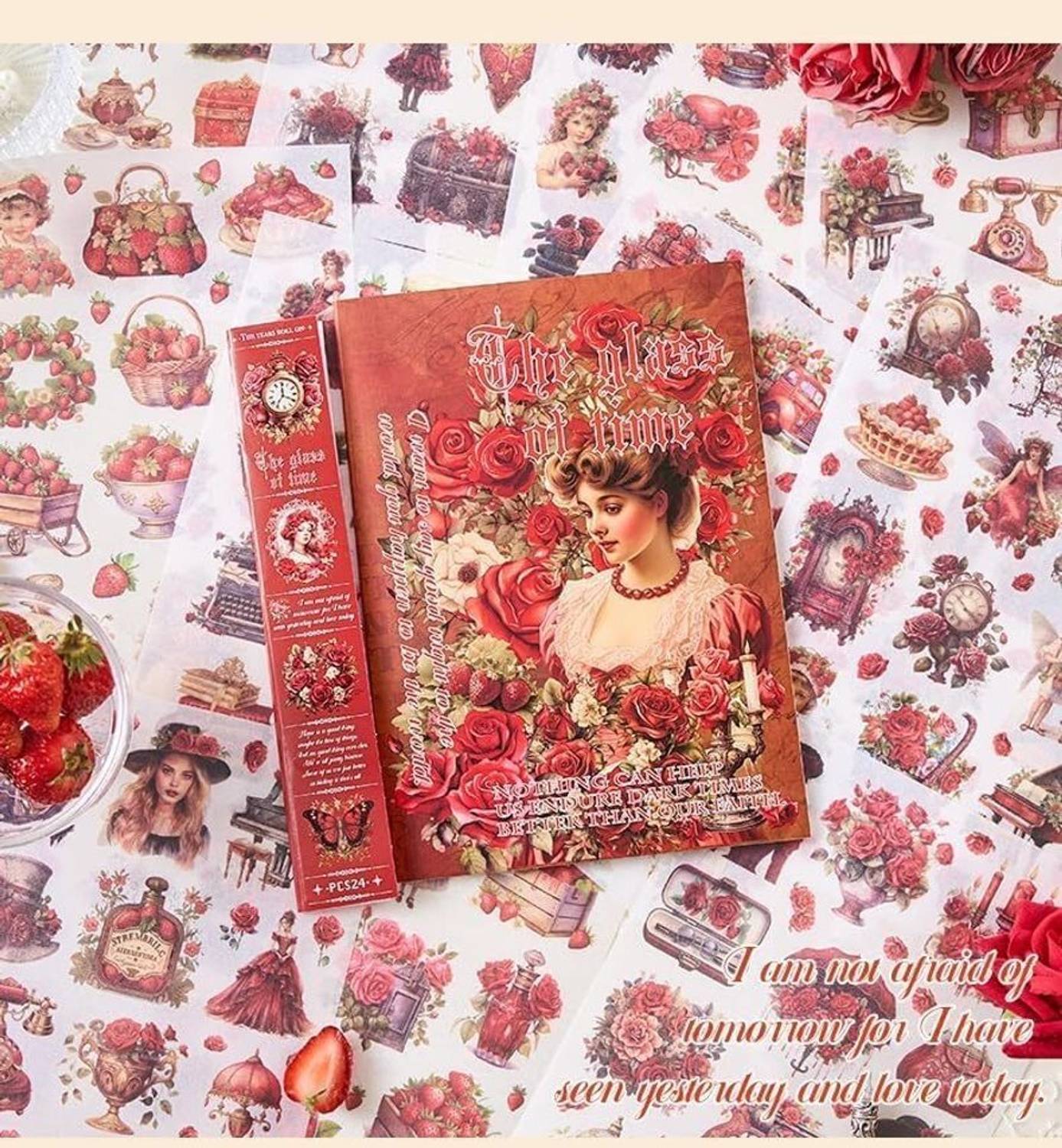 Alokik Enterprise 16.6 cm The Glass of Time Theme Stickers Elegant Victorian Girl Scrapbook Self Adhesive Sticker