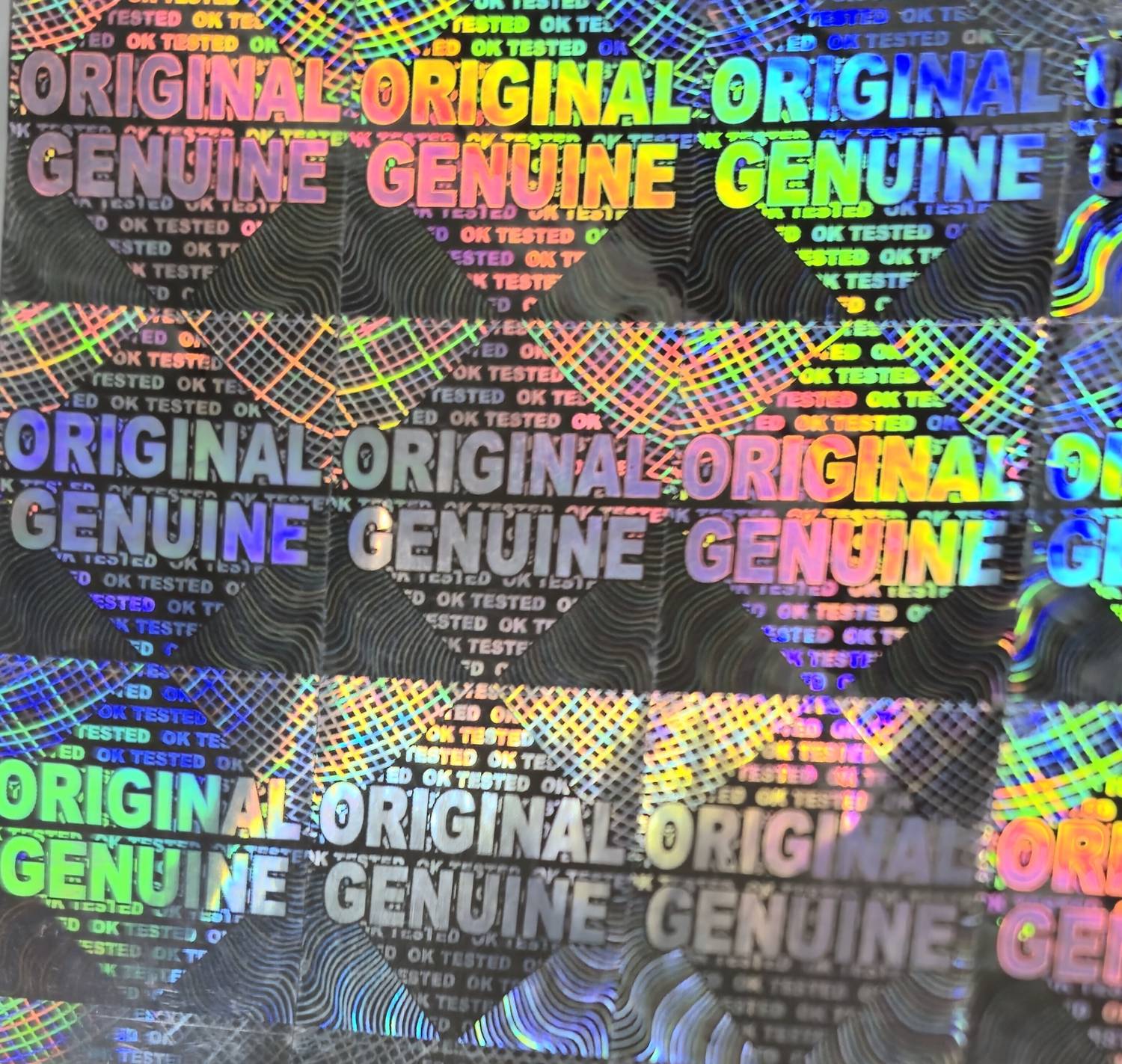 Jacklabels 1 inch Original Genuine Ok Tested Hologram sticker 25
