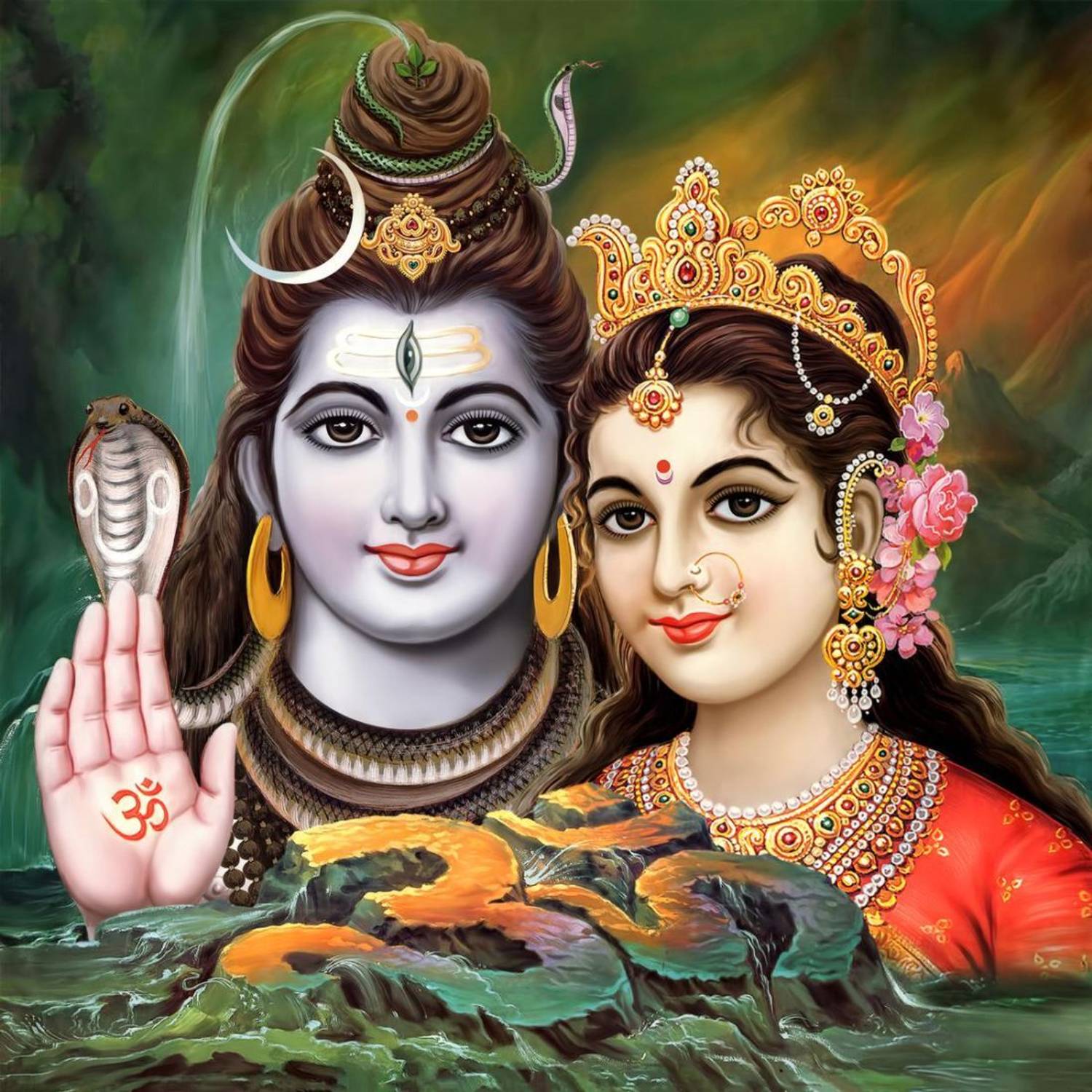 Ordershock 8 inch Lord Shiva Parvati Photo Sticker Home Décor Wall Art Office Room 8x8 Inch Self Adhesive Sticker