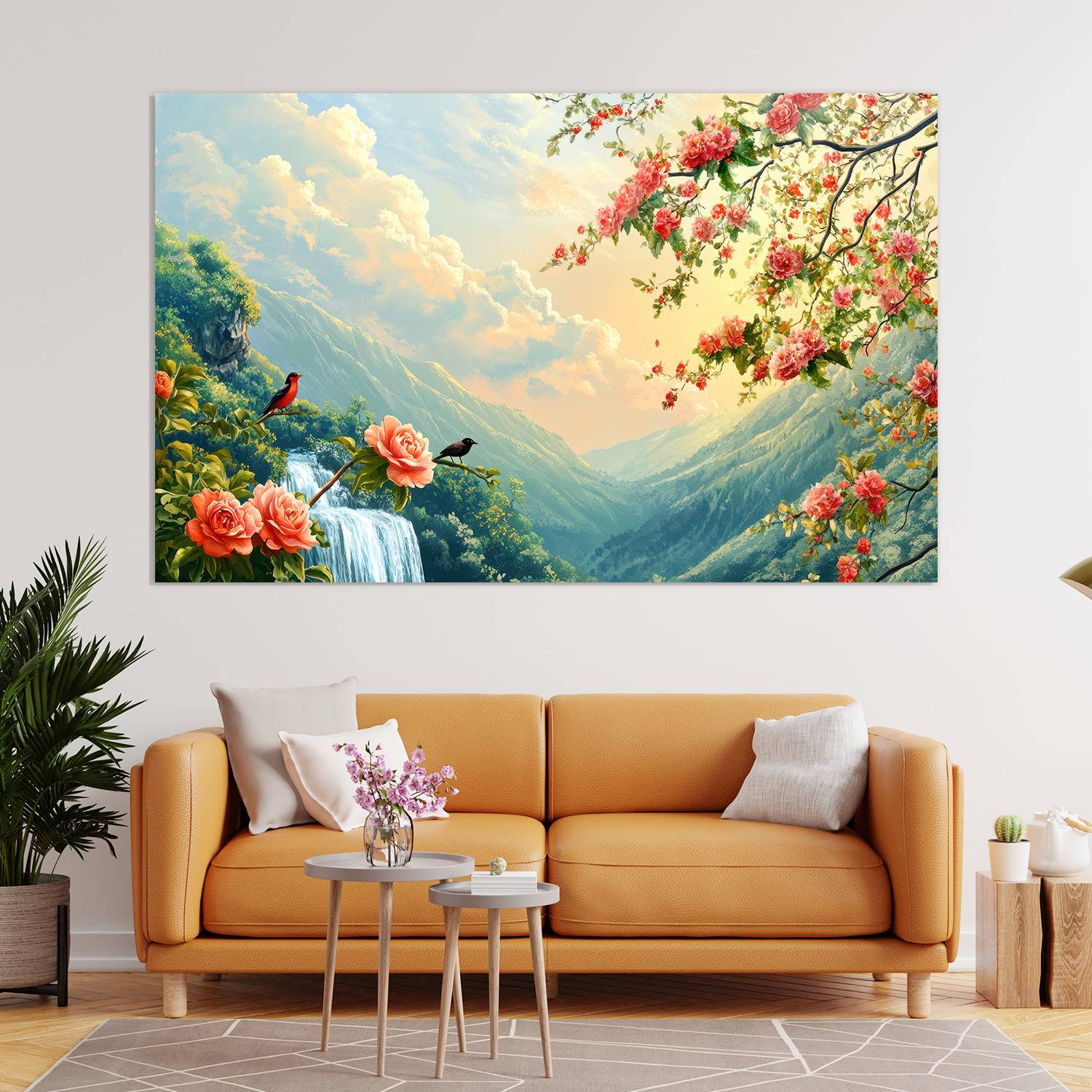Bnezz 100 cm Wallpaper For Walls Rose Valley-2Pc Wall Stickers For Bedroom Wall Posters Big Self Adhesive Sticker