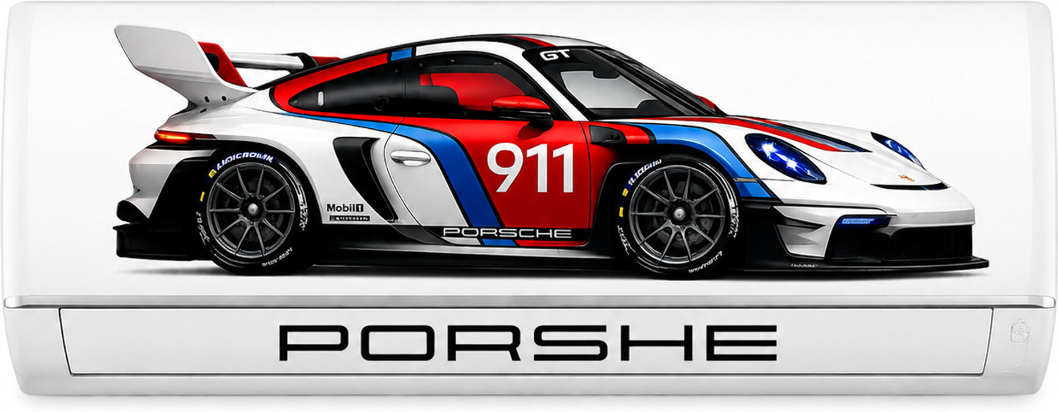 Image of NeoVibe 70 inch Porshe 911 Red Car Ac Sticker || High quality Waterproof Sticker Self Adhesive Sticker