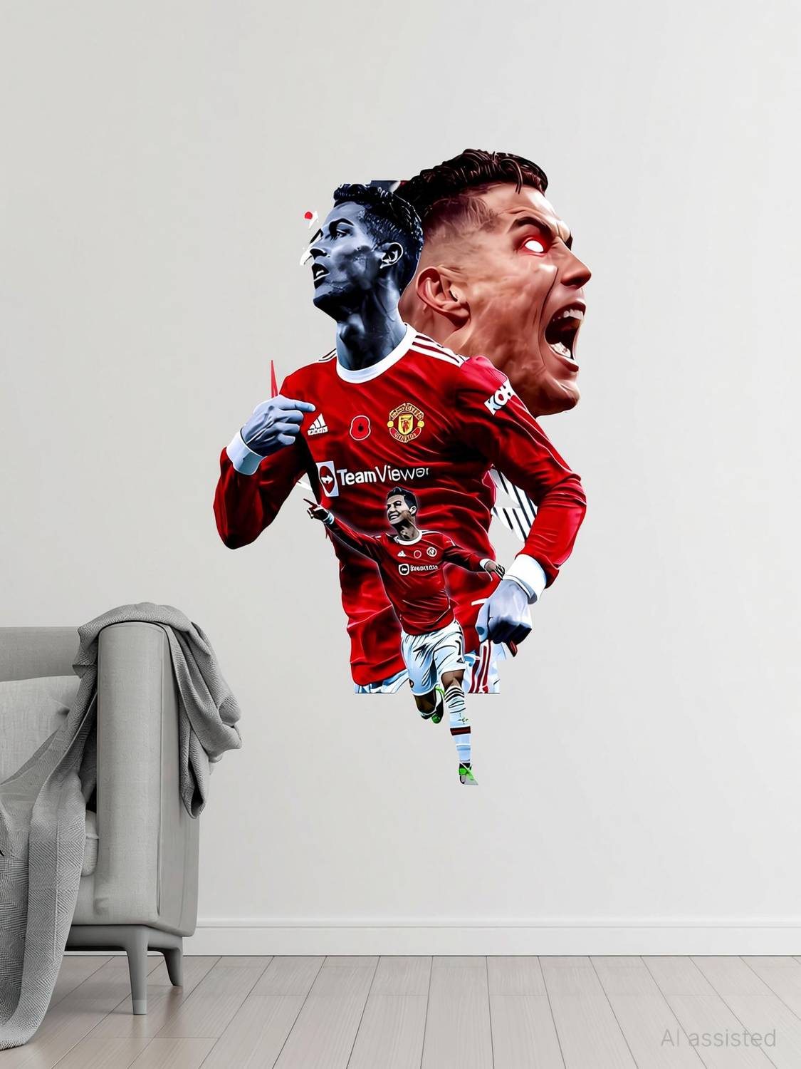 ArtfulDecals 60 cm cristiano ronaldo colorful wall sticker Self Adhesive Sticker