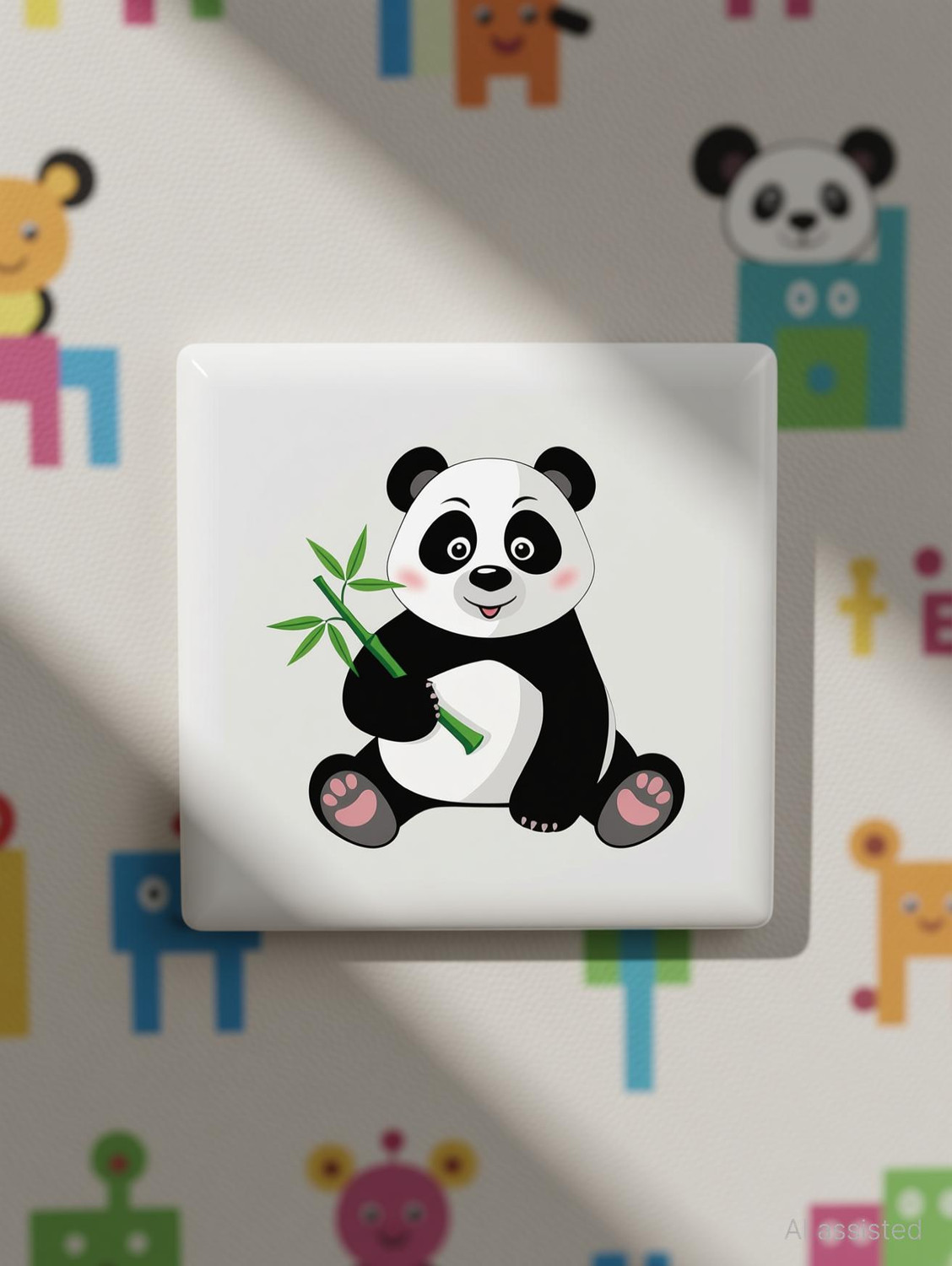 Image of WallHunt 27 cm Panda Switch Sticker Self Adhesive Sticker