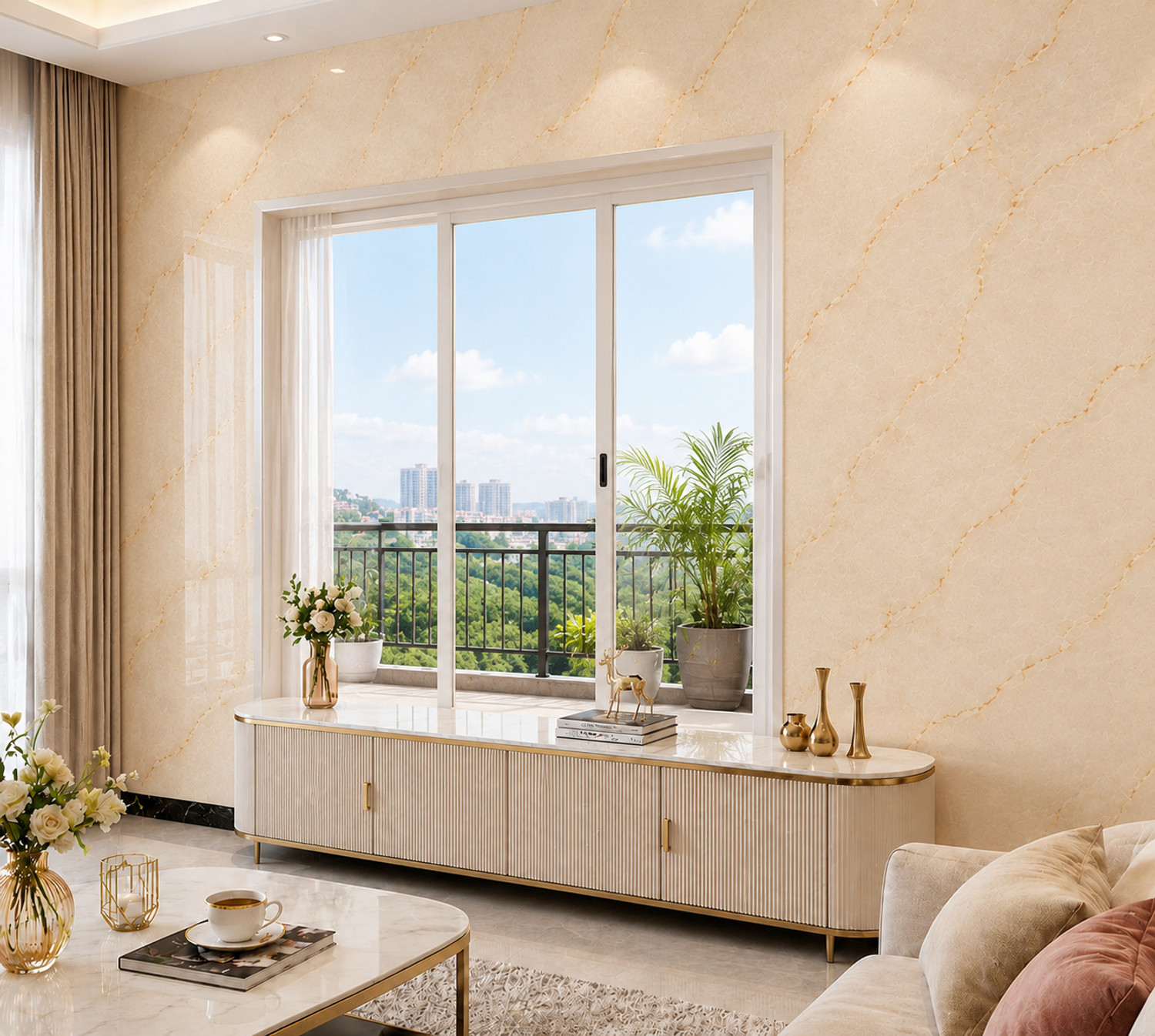 Image of NANCY 200 cm x 60 cm Waterproof Floral & Botanical Vinyl Wallpaper