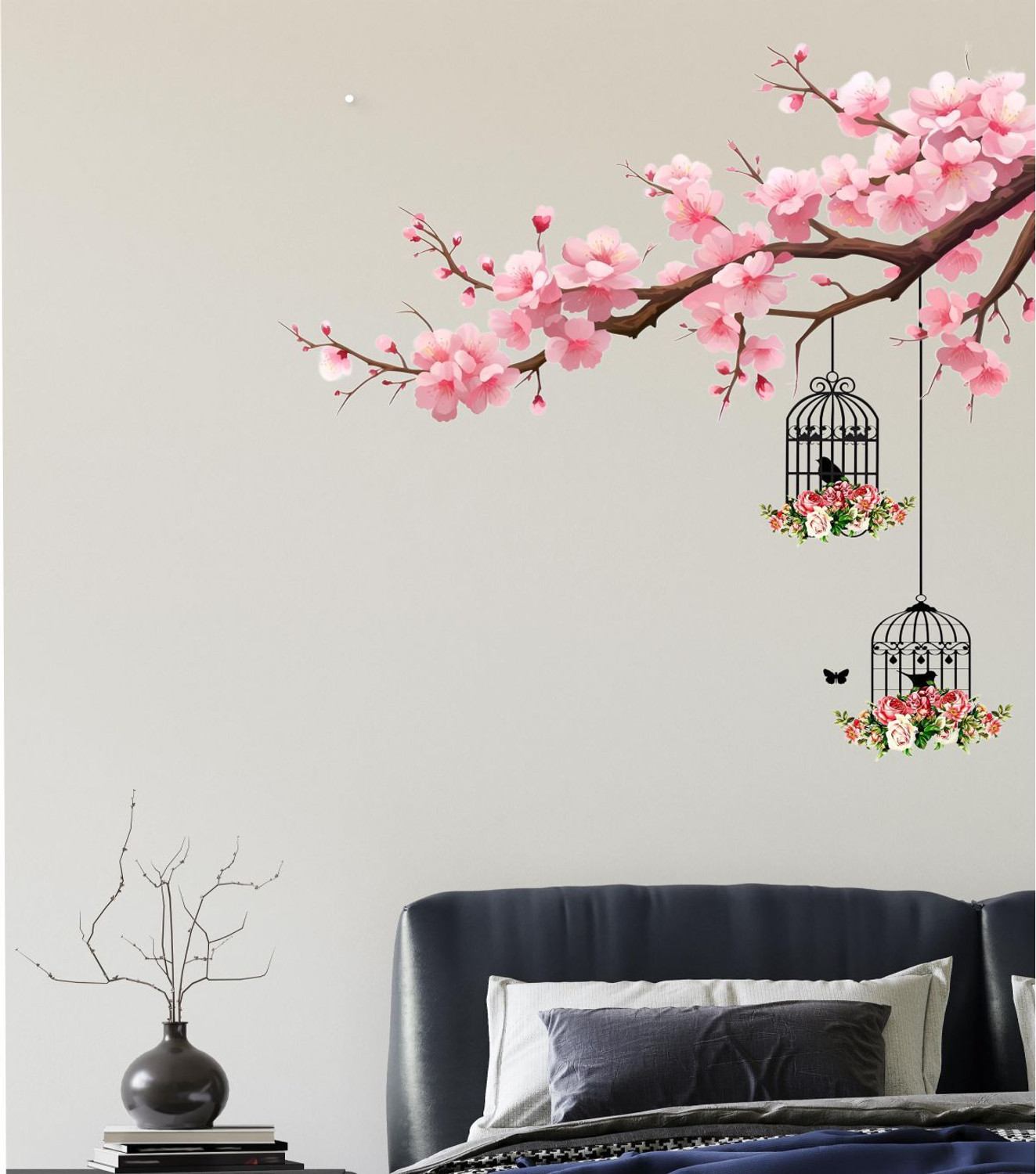 Image of KgnDesigns 58 inch wallsticker TREE AND CAGE STICKER Self Adhesive Sticker