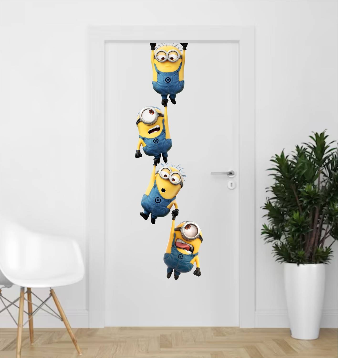 Ajay craft 47.5 cm Hanging Minions Wall Sticker for Bedroom Size - 25X116 CM Self Adhesive Sticker
