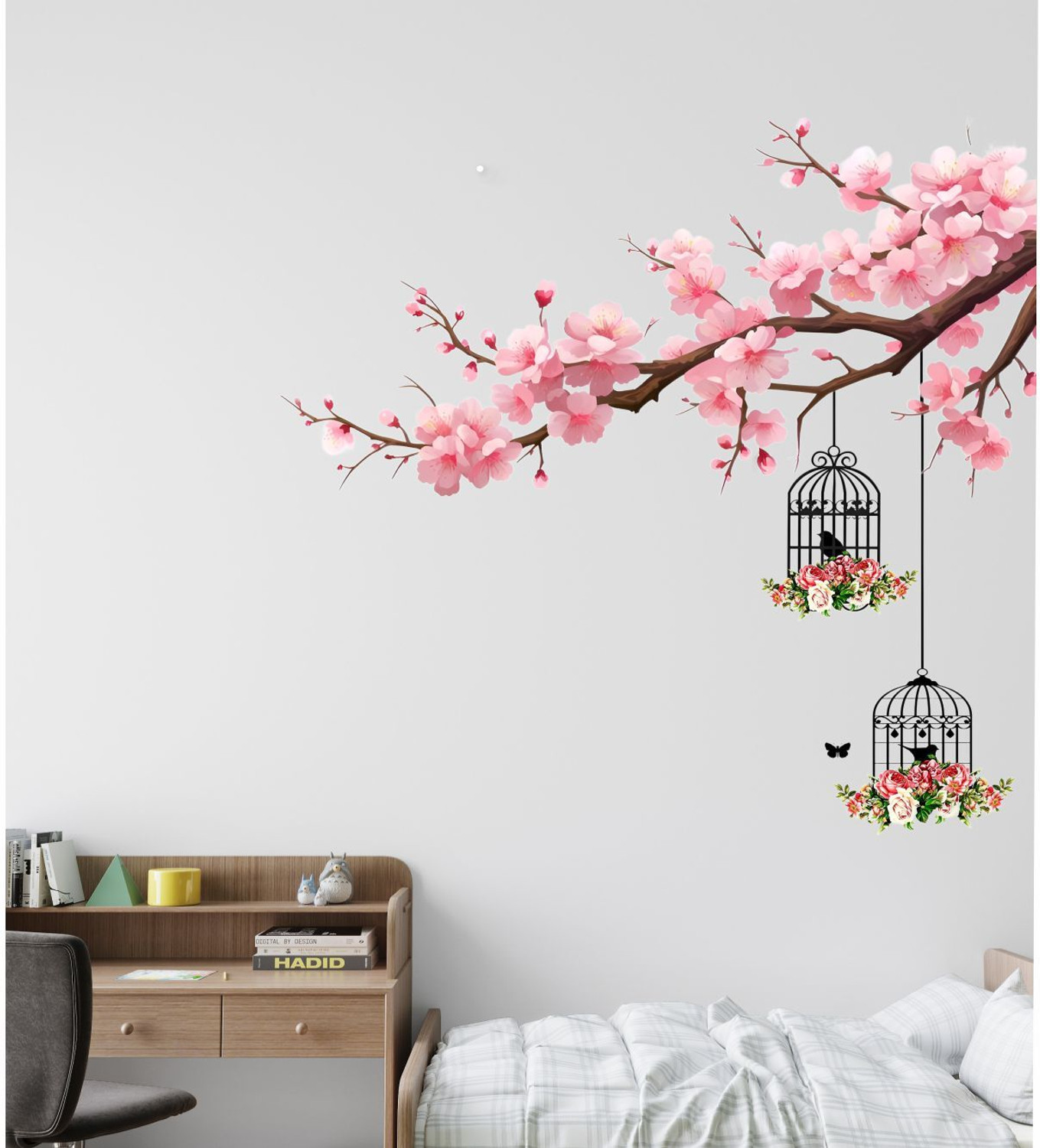 Image of KgnDesigns 58 inch wallsticker TREE AND CAGE STICKER Self Adhesive Sticker