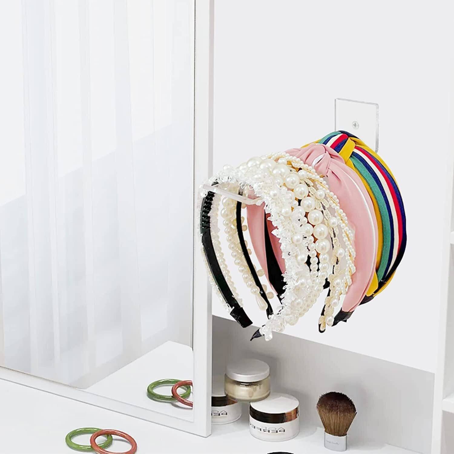 Ashani Creations 7 inch Transparent Headband Holder Wall Stand hair clip Hairbow Hanging Organizer Removable Sticker