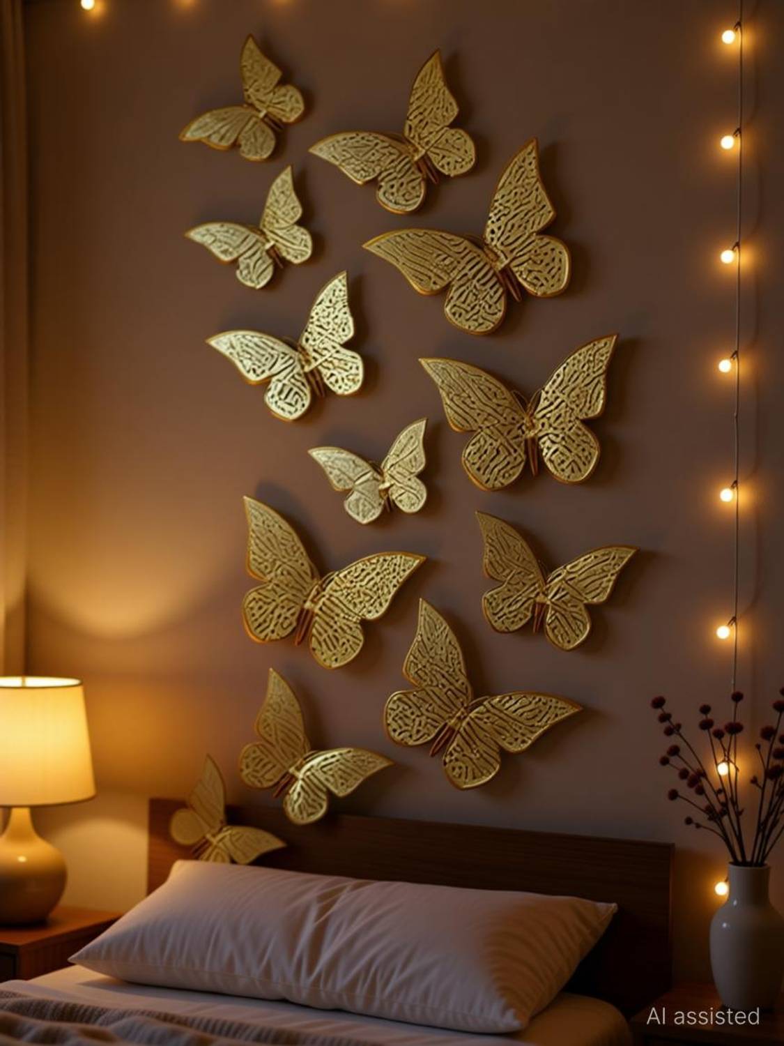 Adbee 20.32 cm Metallic Finish 3D Wall Stickers Butterf Reusable Sticker