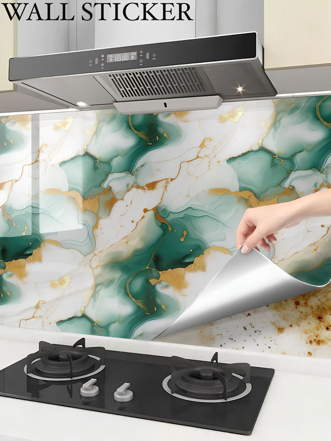 Image of voltify 200 cm Waterproof Wall Sticker For Kitchen & Home Decor - Glossy Marble Pattern Self Adhesive Sticker