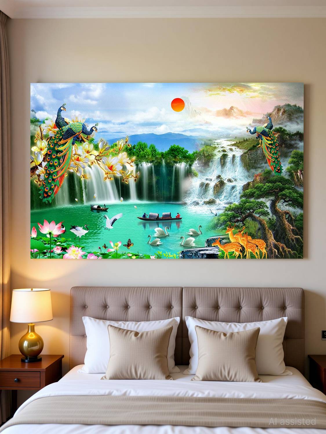 Ashtawalldecor 36 inch Waterfall Poster For Livingroom Bedroom Home office Wall Decor (Size 24x36 Inch) Self Adhesive Sticker