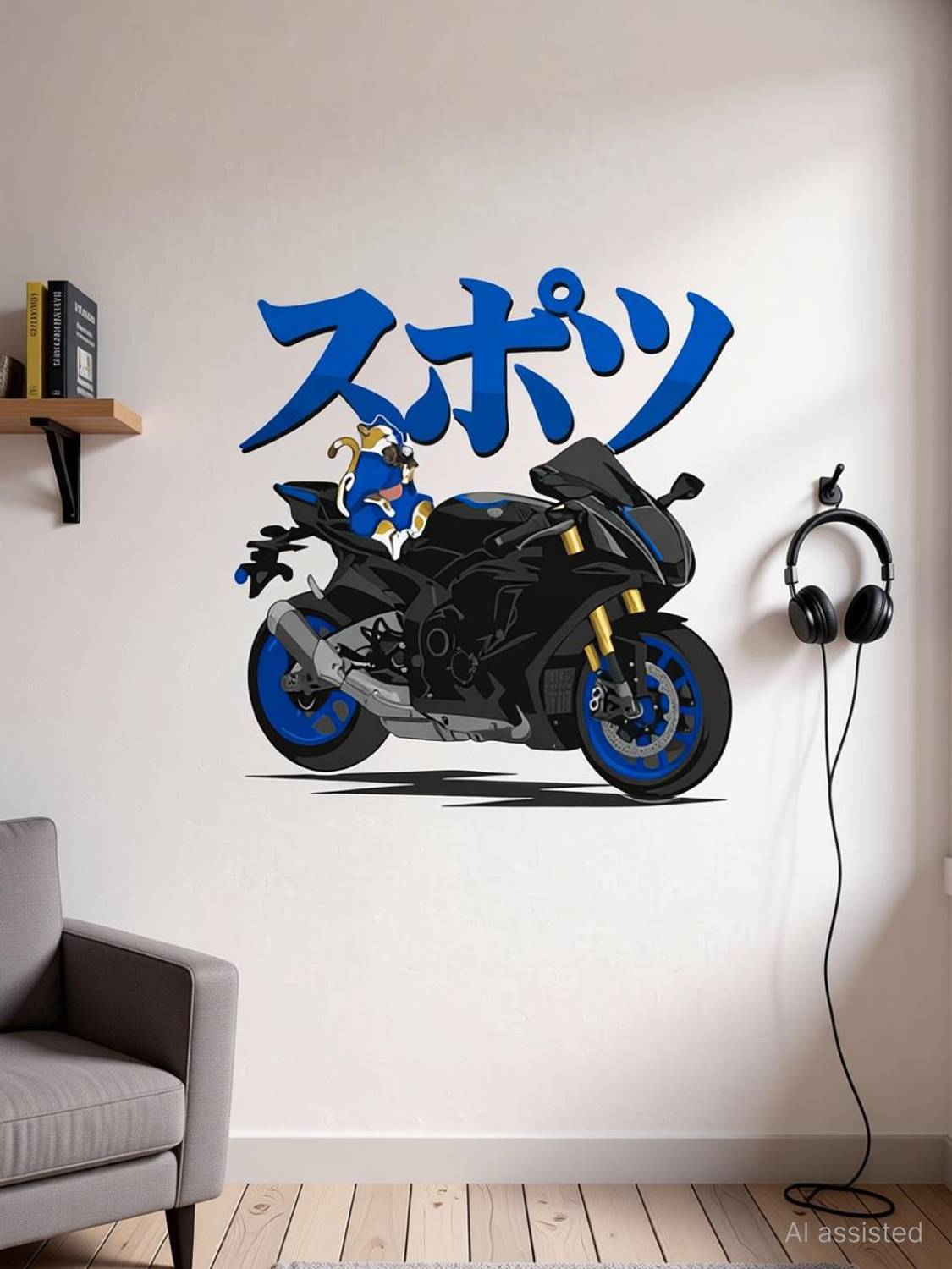 ArtistcDecals 59 cm Bike Wall Sticker Big size sticker, 3D sticker of royal enfield, for Home Self Adhesive Sticker