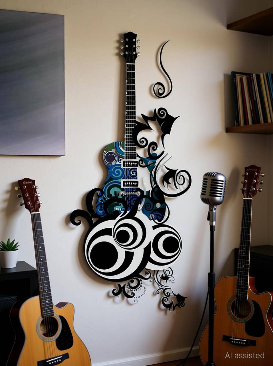 Aquire 65 cm Wall Stickers Guitar Is All About Passion And Love For Music Lovers Self Adhesive Sticker