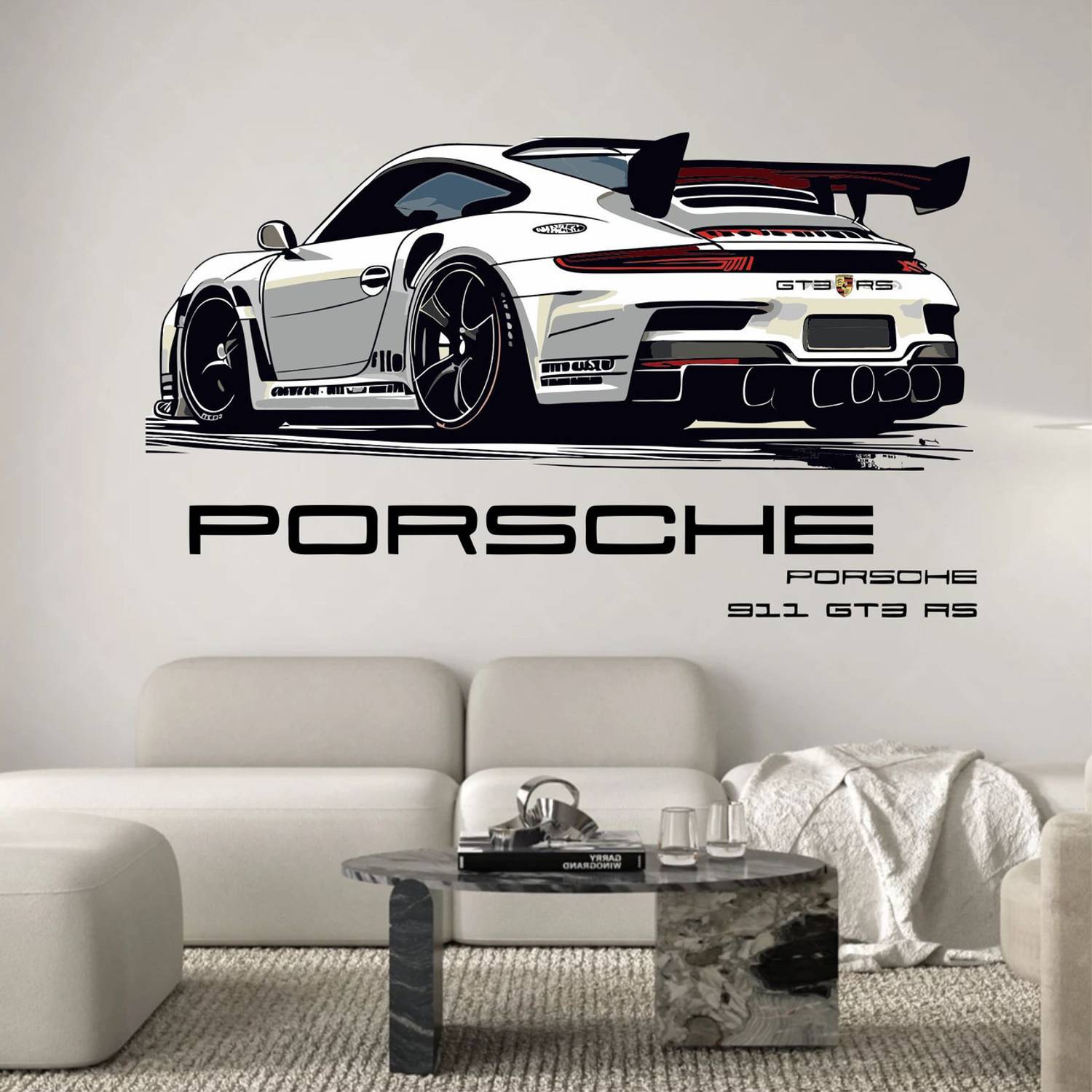 Riditcreation 60 cm Porche 911 GT3 RS Supercar Cool wall sticker | Car Sticker Self Adhesive Sticker