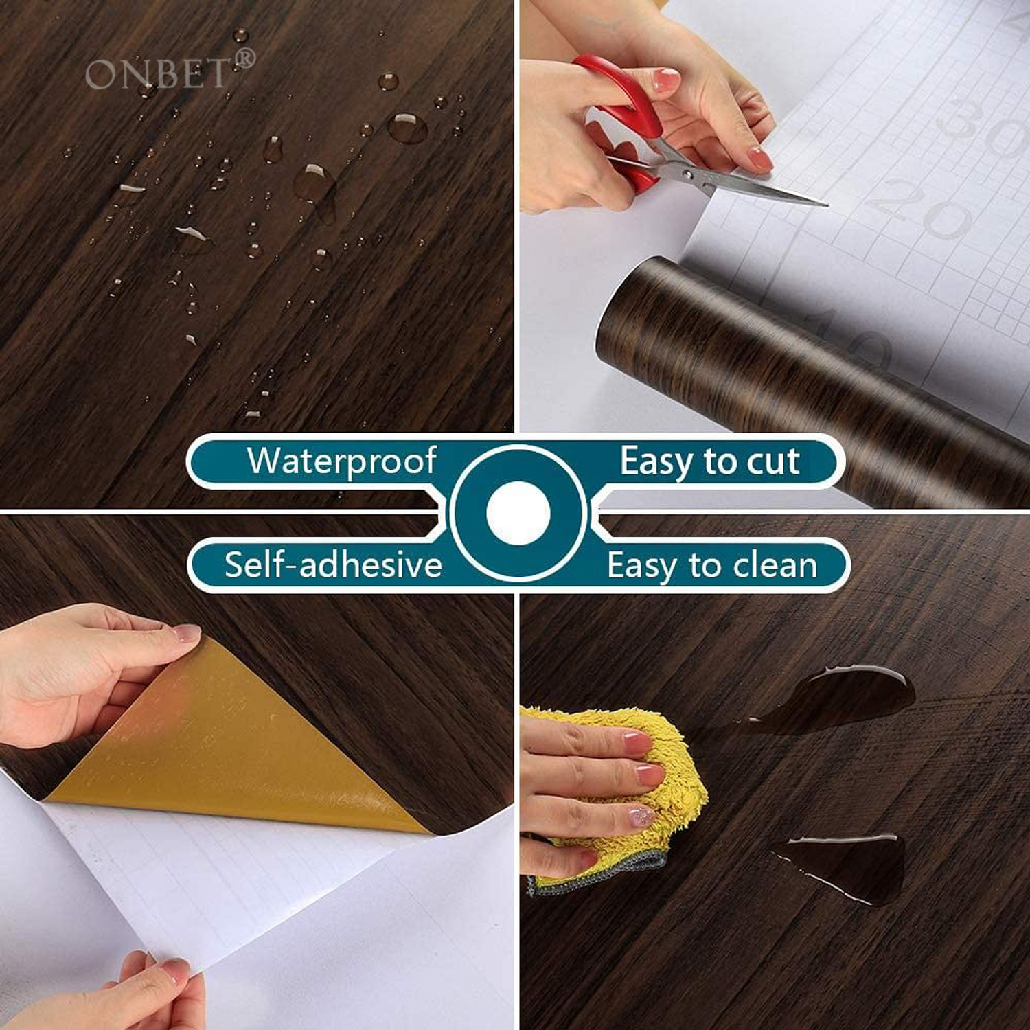 Image of Onbet 300 cm x 45 cm Waterproof Decorative Vinyl Wallpaper