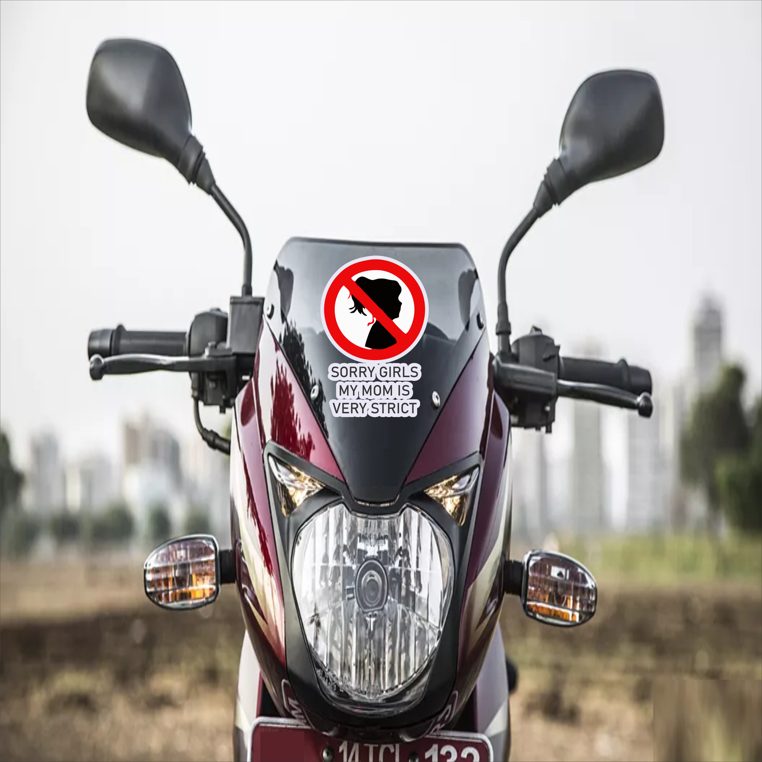 Image of The Printpack 15 cm Sorry Girl My Mom Very Strict Bike Self Adhesive Sticker