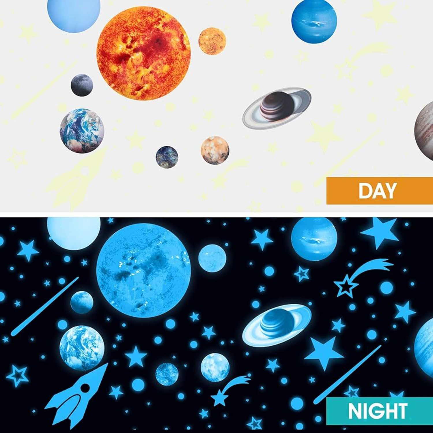 Image of jayp enterprises 30 cm Galaxy of Stars with Decorative Moon Radium Night Glow wall stickers kids Gift Glow in the Dark Sticker