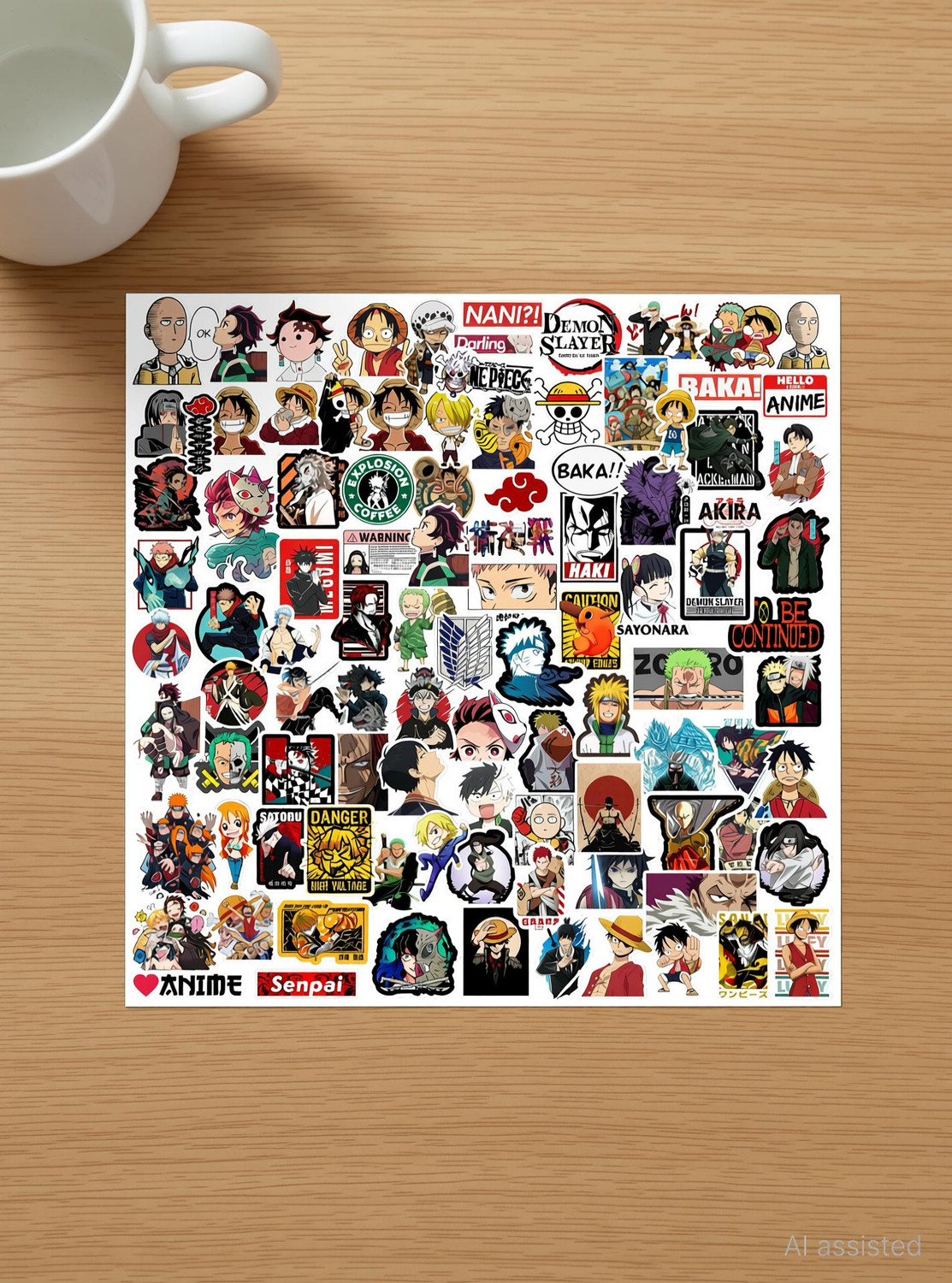 Image of SAMANTA WALA 2 inch Duo mix anime sticker pack of 100 For Phone, laptop, Notebook, etc. Self Adhesive Sticker