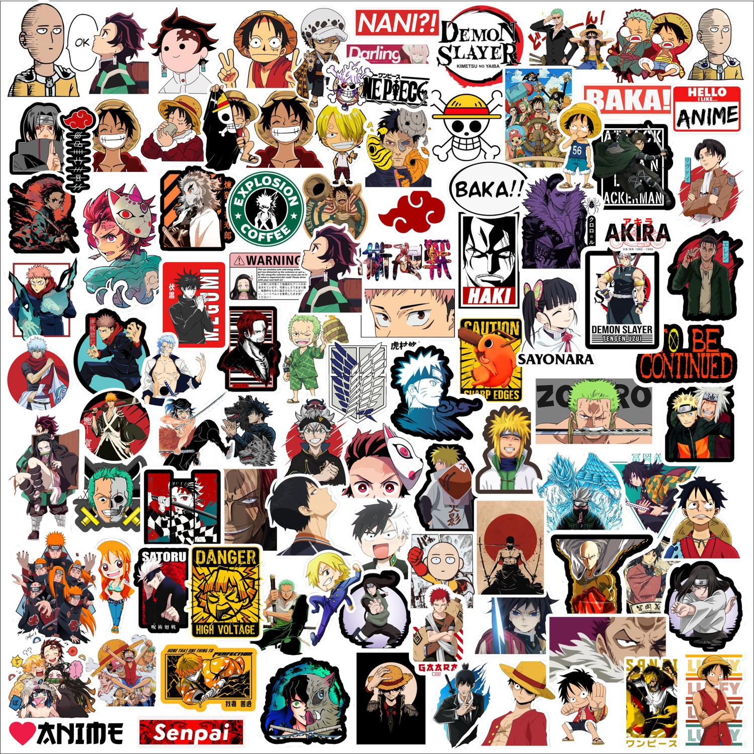 Image of SAMANTA WALA 2 inch Duo mix anime sticker pack of 100 For Phone, laptop, Notebook, etc. Self Adhesive Sticker