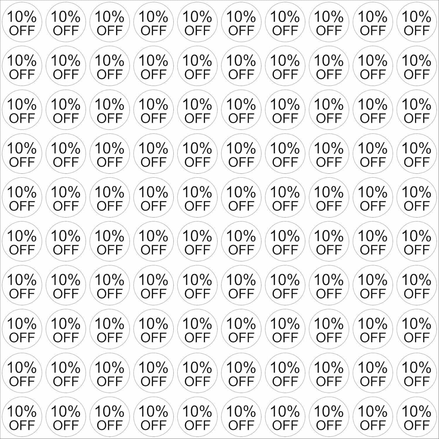 BlackDreams 2.5 cm Round 500 Piece 10% OFF Pricemarker Labels for Retail Store Clearance Self Adhesive Sticker
