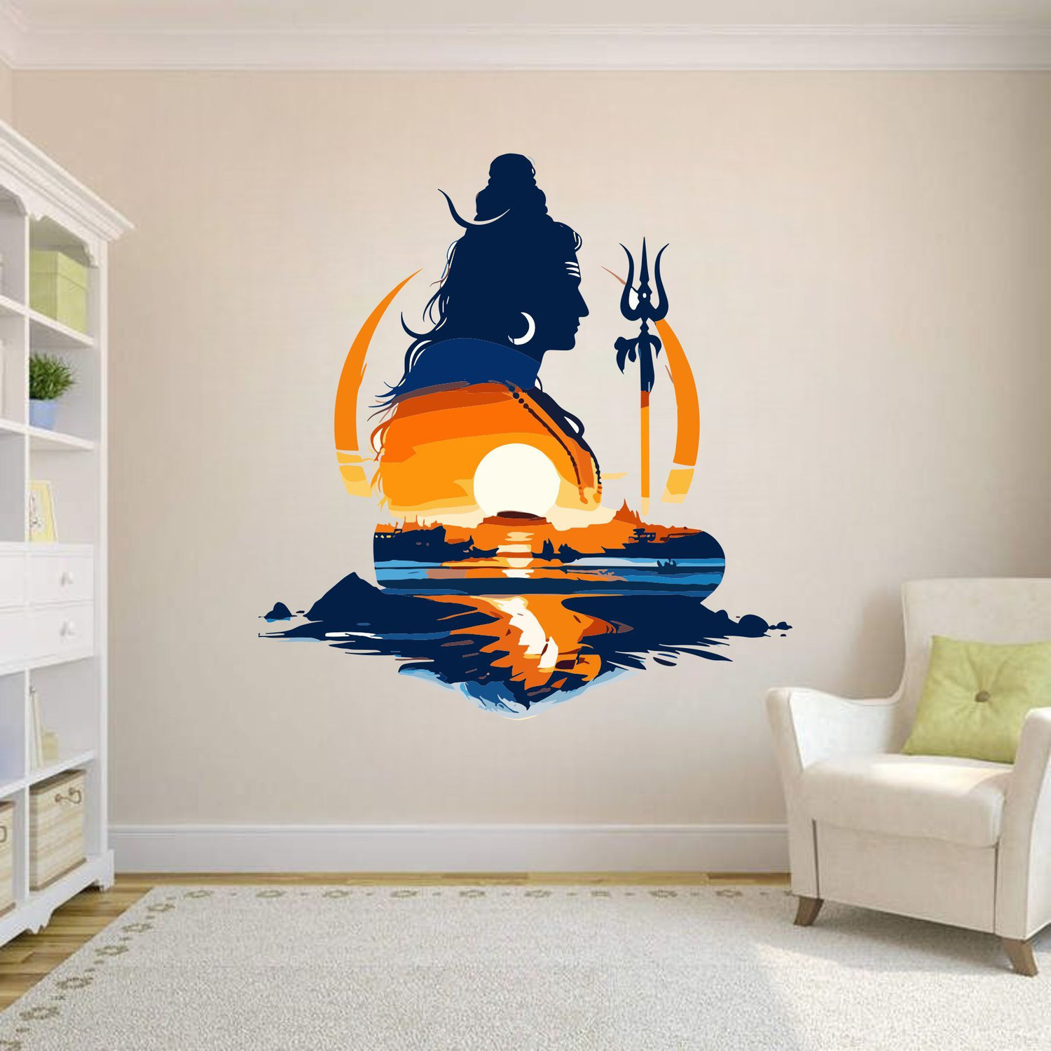 Image of Annurcreation 24 inch Mahadev Shiv jii God Wall Sticker and Murals Removable Sticker