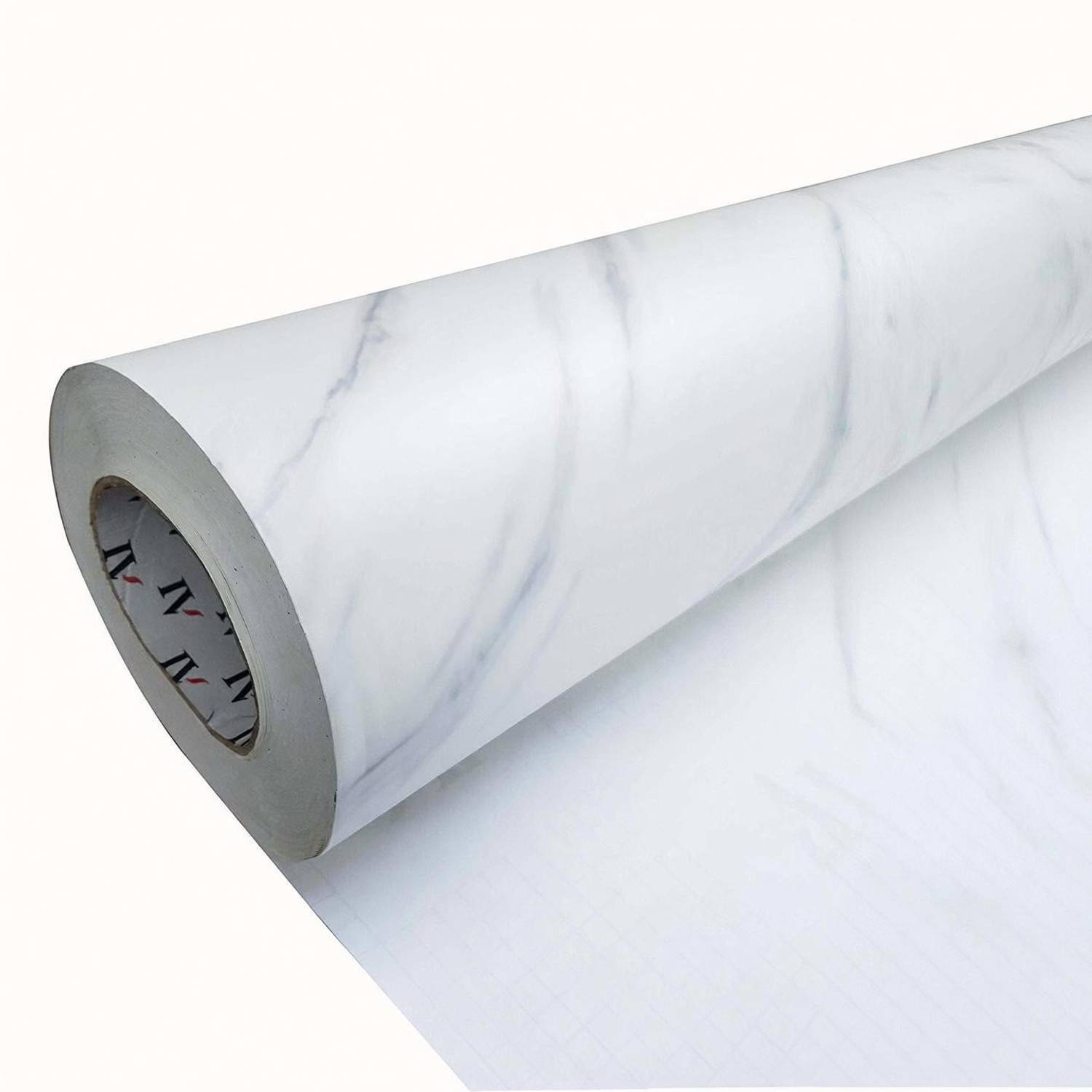 Amezia White Marble High Gloss Vinyl Self Adhesive Wallpaper 200 x 60 cm