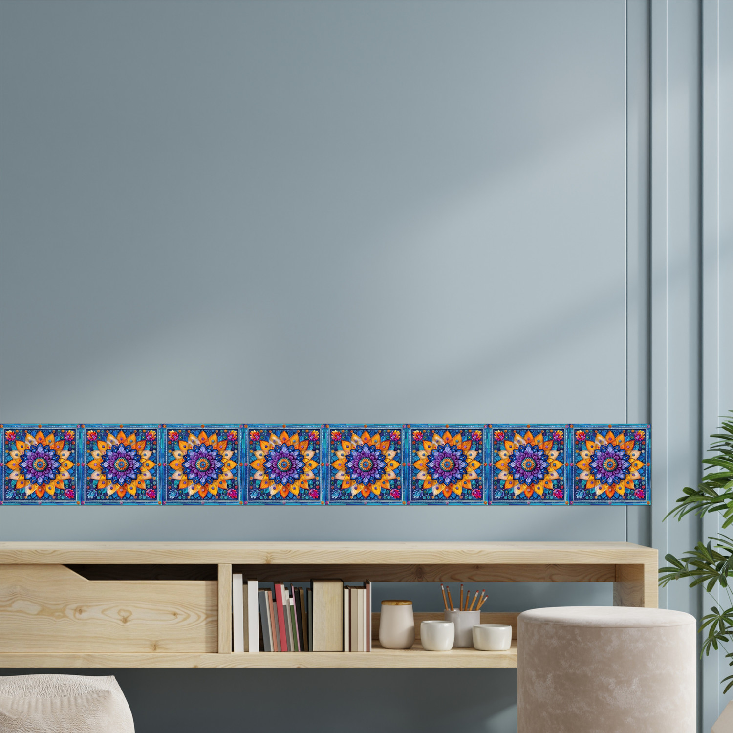 Image of ATTRACTSO 304 cm Royal Floral Wall Border Peel & Stick 10ft x 6in Elegant Waterproof Vinyl D4 Removable Sticker
