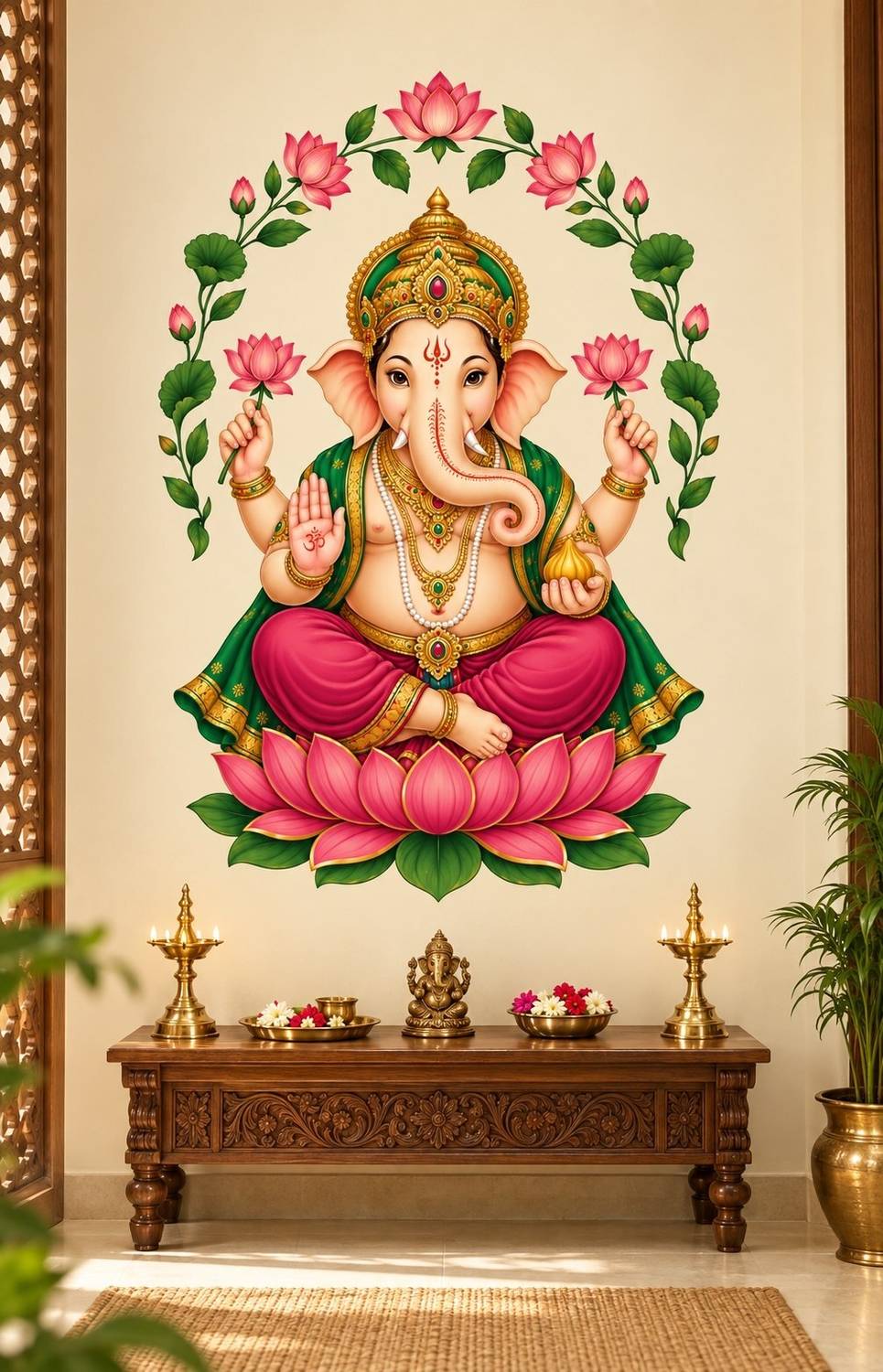 CEZZC 70 cm Lord Ganesh | Vinayagar wall sticker | 45 × 70 cm* Self Adhesive Sticker