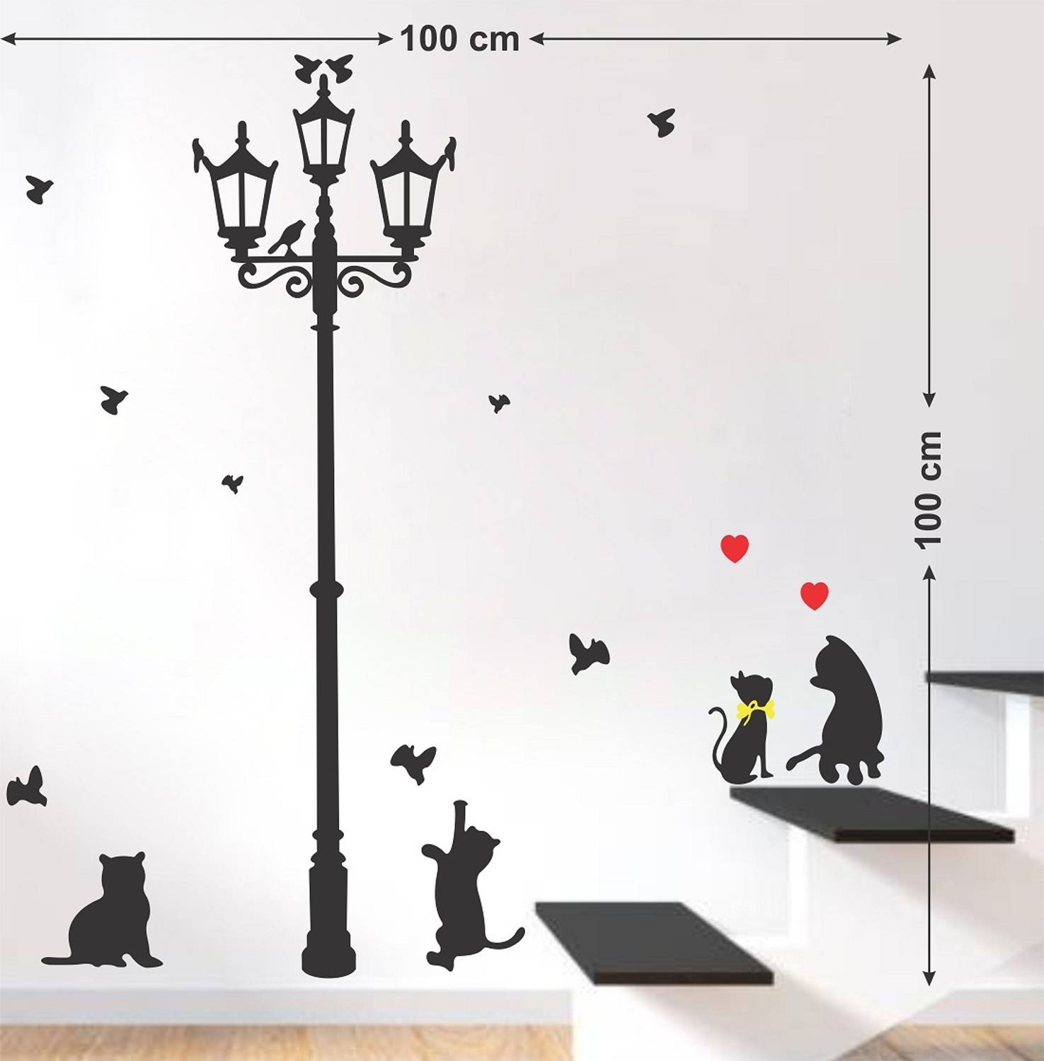 artisticks 72 cm Beautiful Cat & Lamp Decorative Wallsticker For Home Self Adhesive Sticker