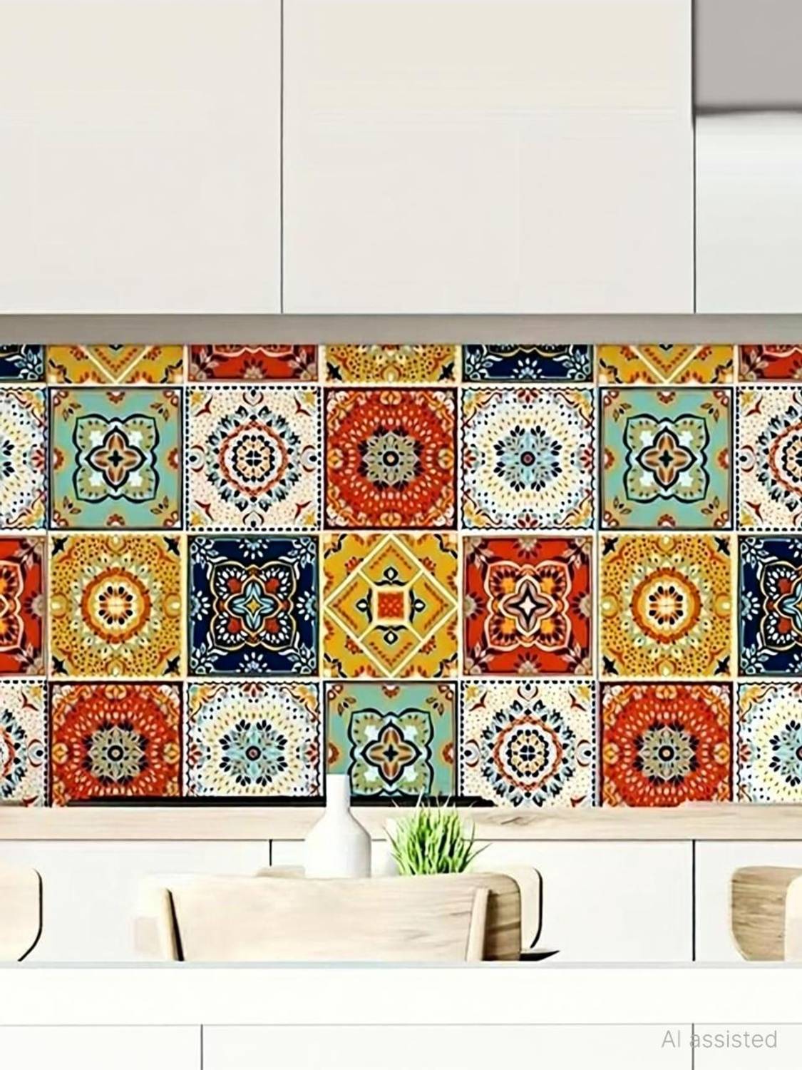 ADVOLKEN 200 cm Tile Stickers for Flooring - 1cm x 50m (Gold) Self Adhesive Sticker
