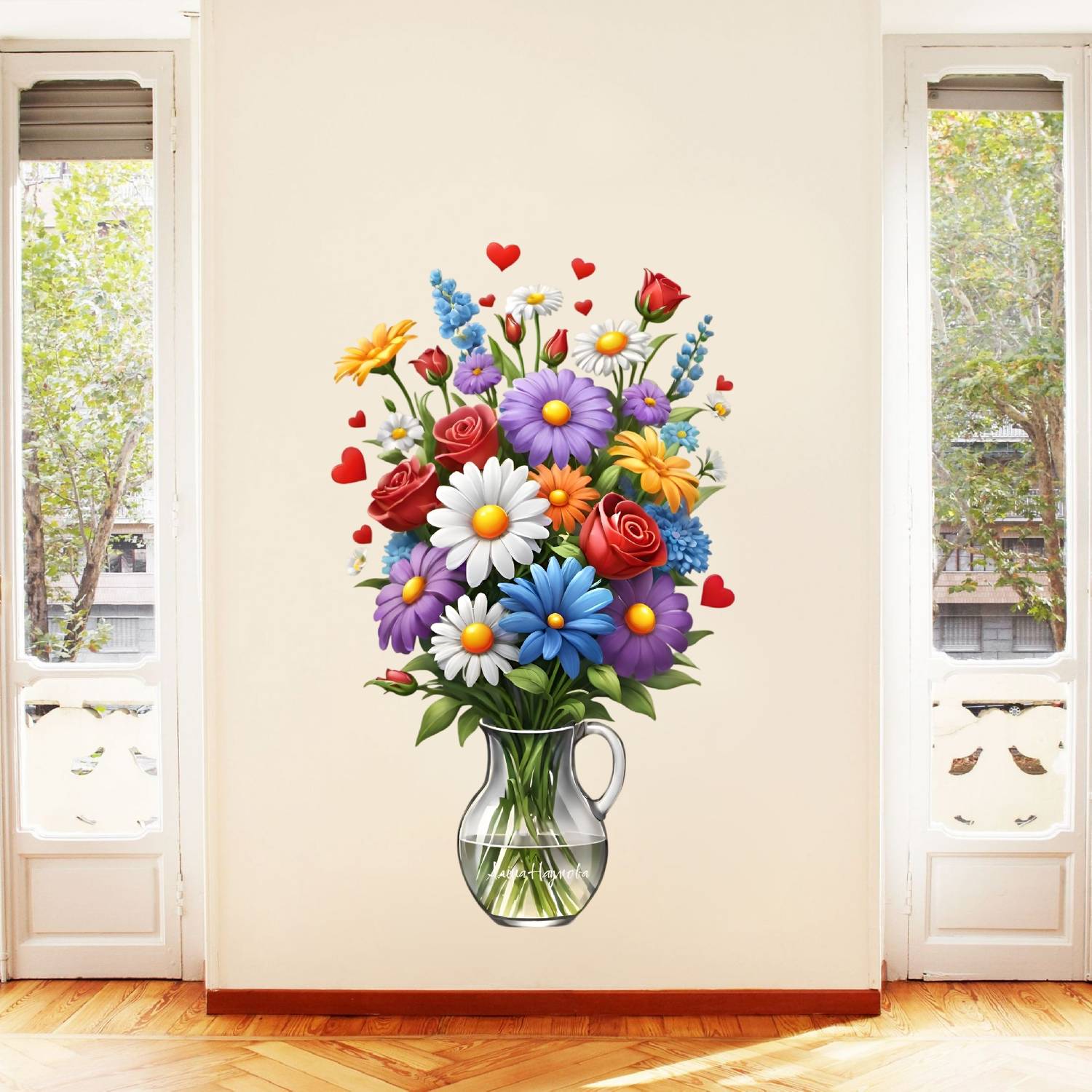 Approach Decor 60 cm 3D Multiclor Flower Wall Sticker zand