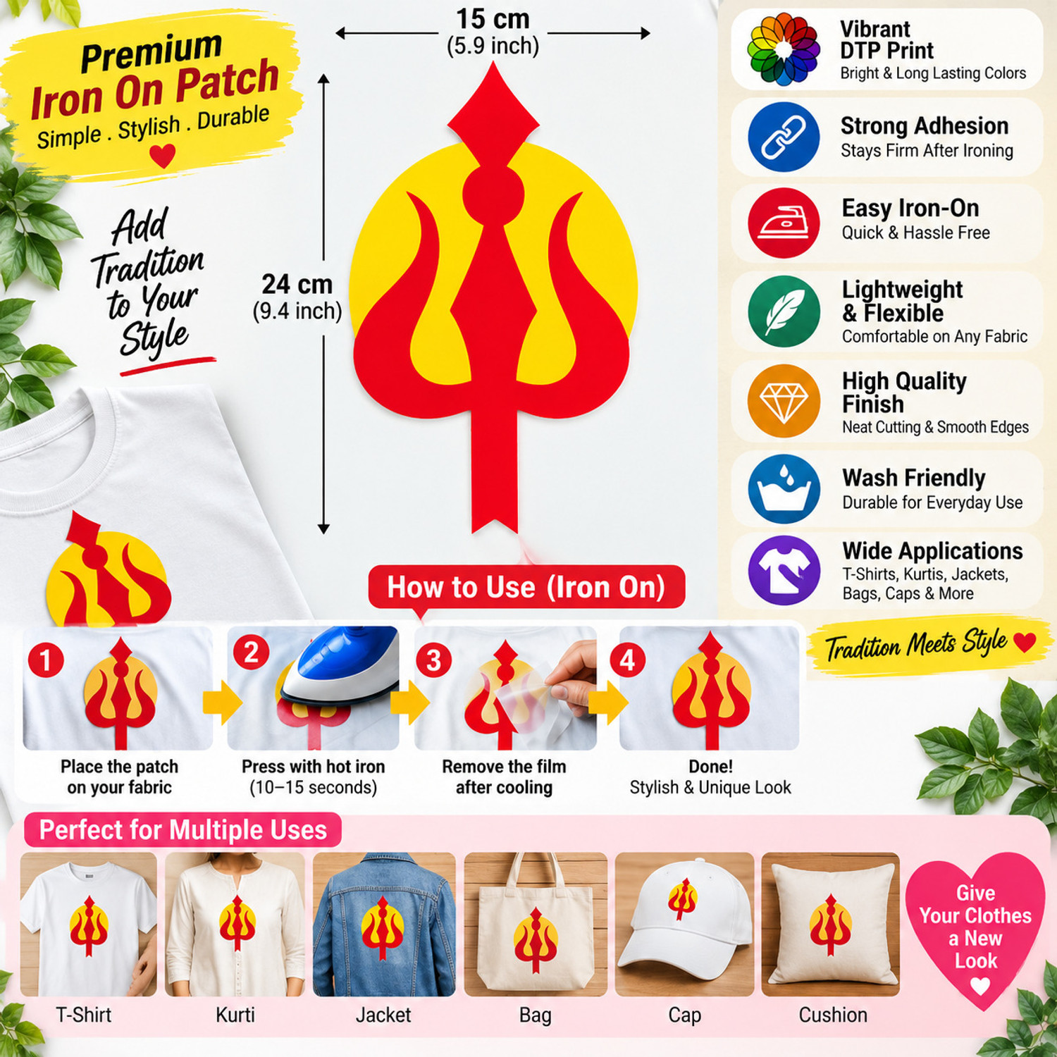 Image of CreativeNdecore 9.4 inch TRISHUL DTF STICKER Self Adhesive Sticker